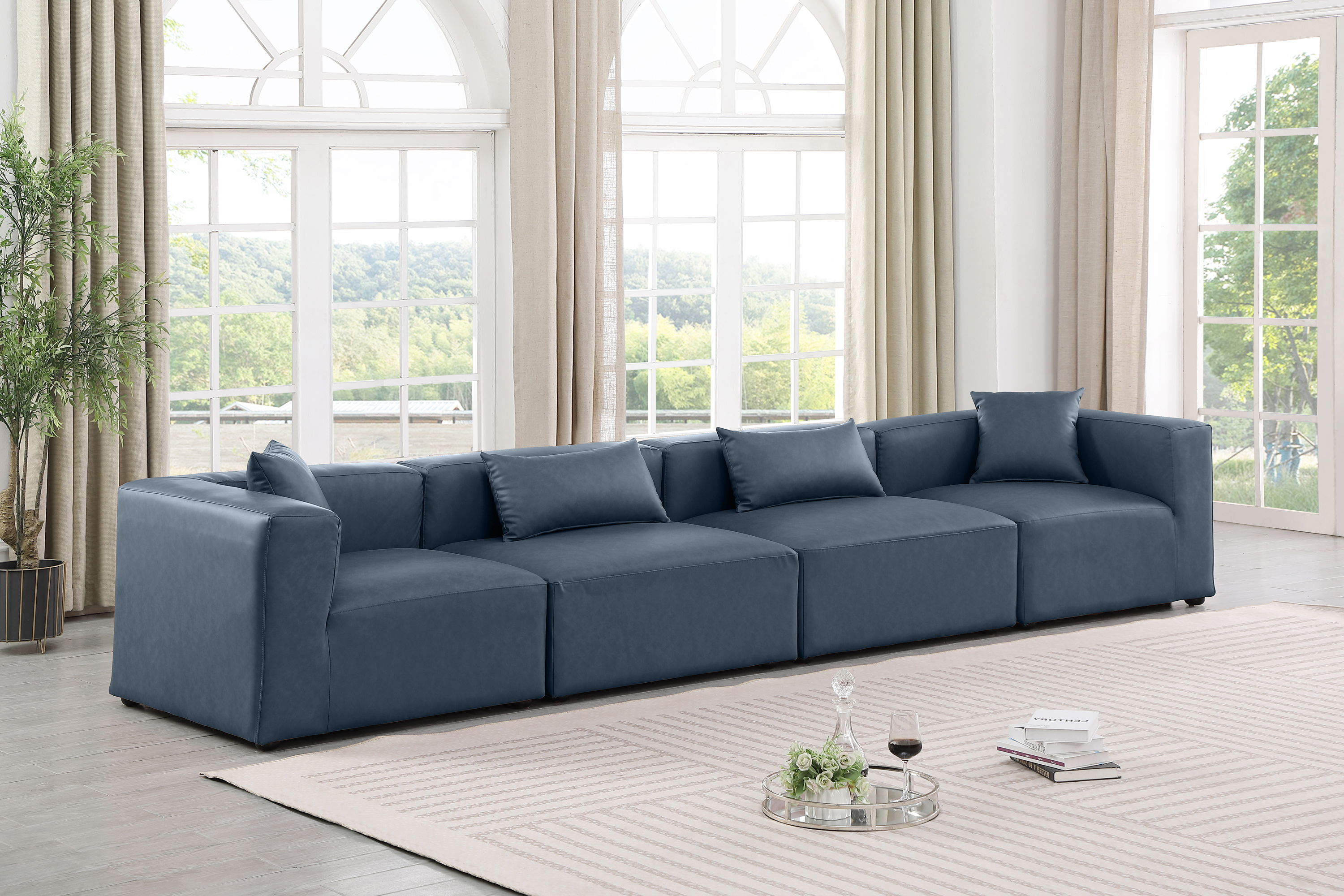 Cube - Modular 4 Piece Sofa - Navy Blue