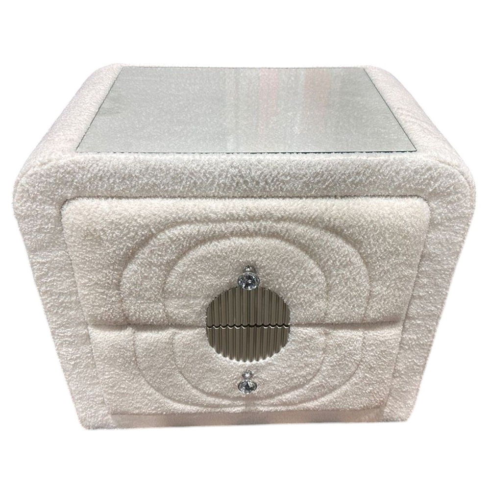 Shelyn - Nightstand - White Teddy Sherpa & Chrome, white, view 6