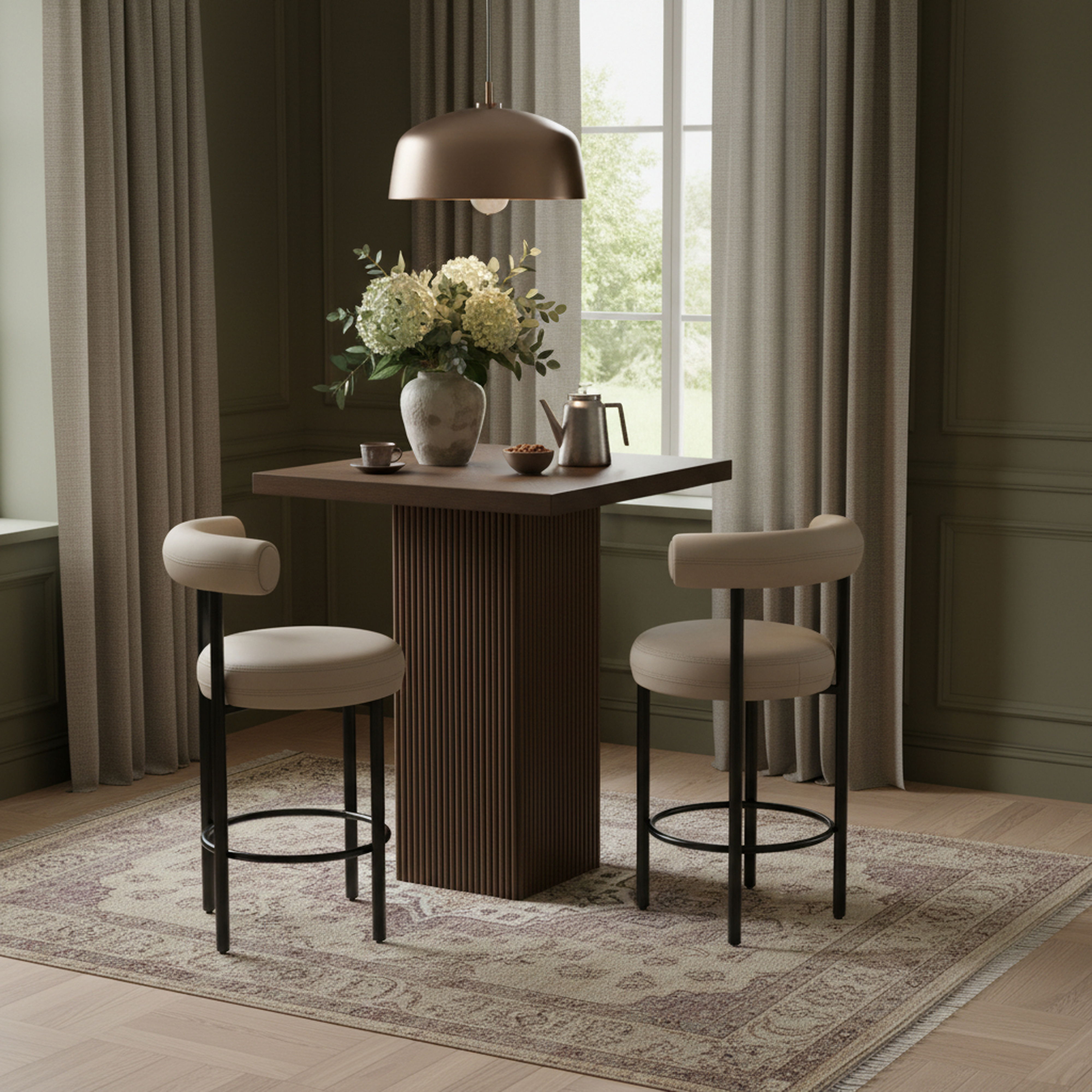 Belinda - Oak Veneer And Solid Wood Bar Height Table - Brown