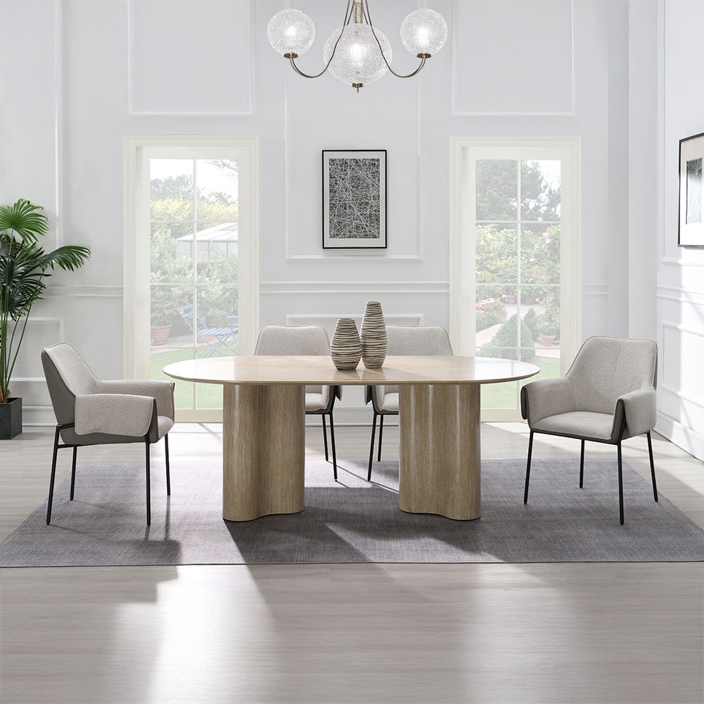 Jirina - Dining Table - Travertine Pattern, light brown, view 7