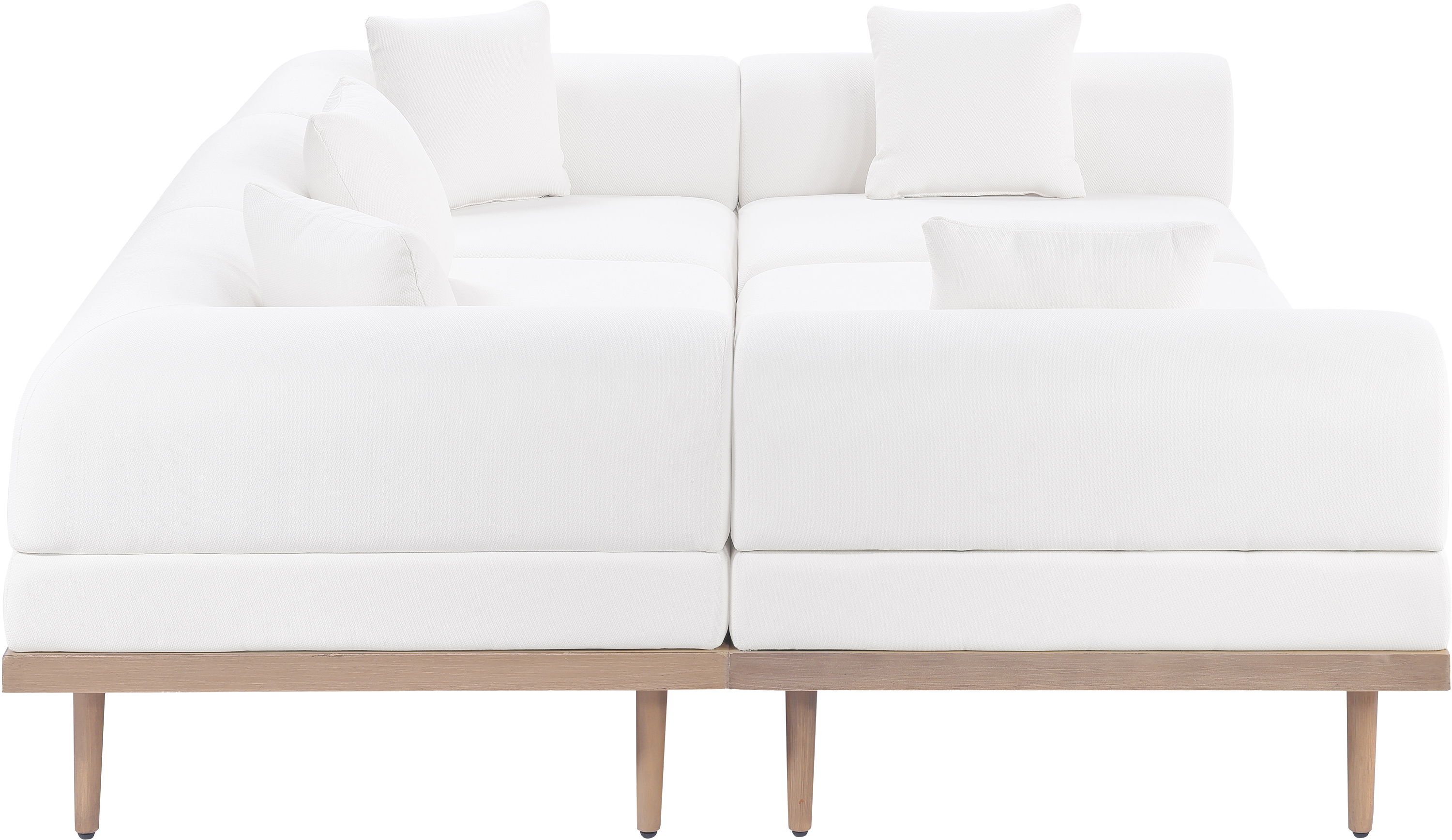 Laguna - 6 Piece Resilient Water Resistant Fabric 106.5" Upholstered Outdoor Patio Modular Sectional - Cream