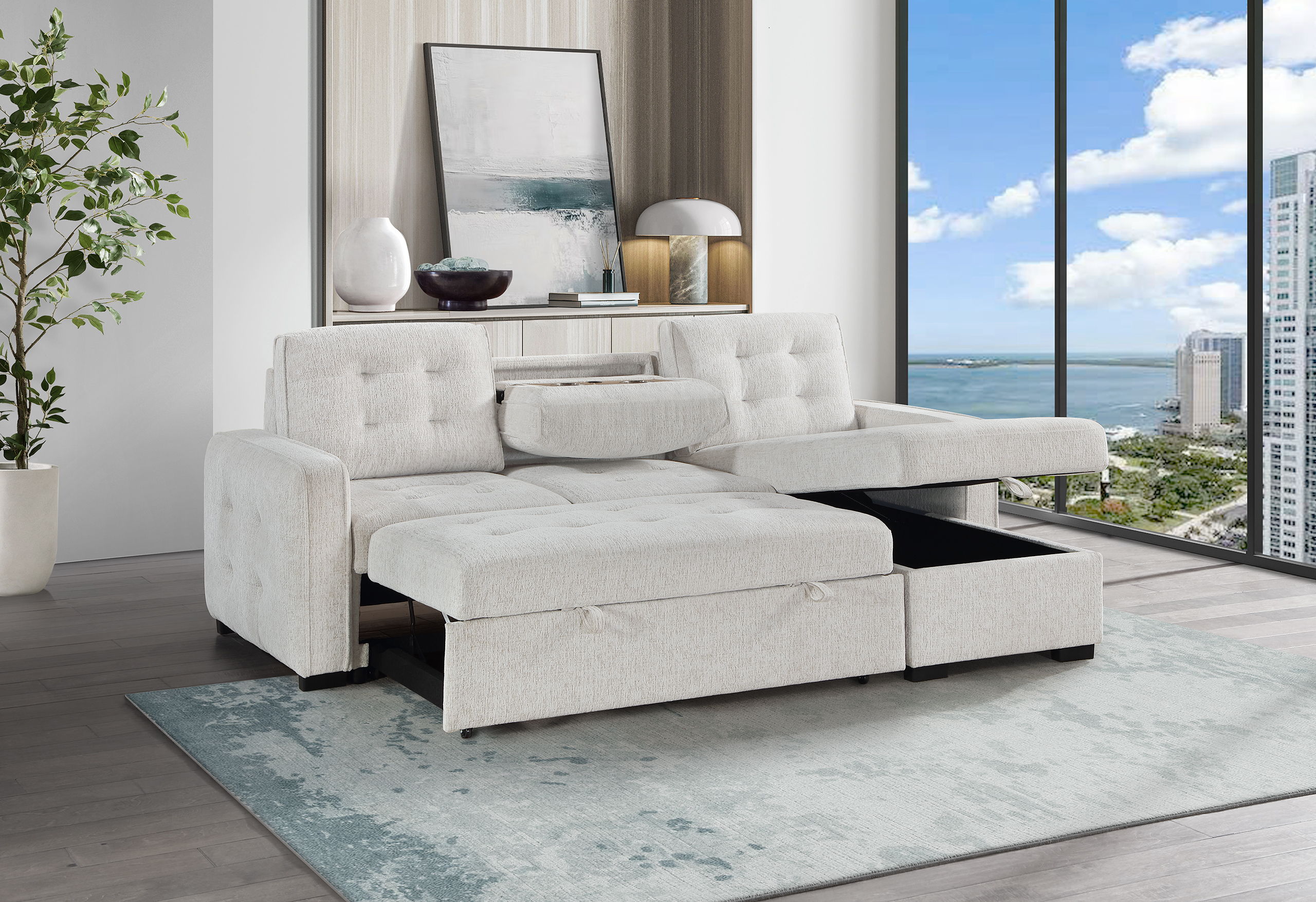 U0707 - Reversible Sofa Bed - Beige
