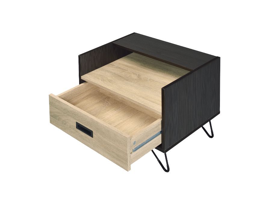 Melkree - Accent Table - Oak & Black, black, view 2