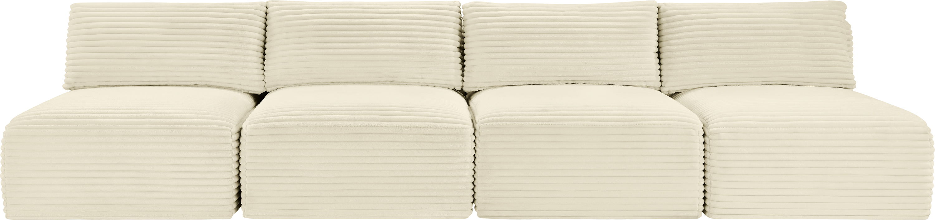 Shaggy - 4 Piece Modular Armless Sofa - Cream
