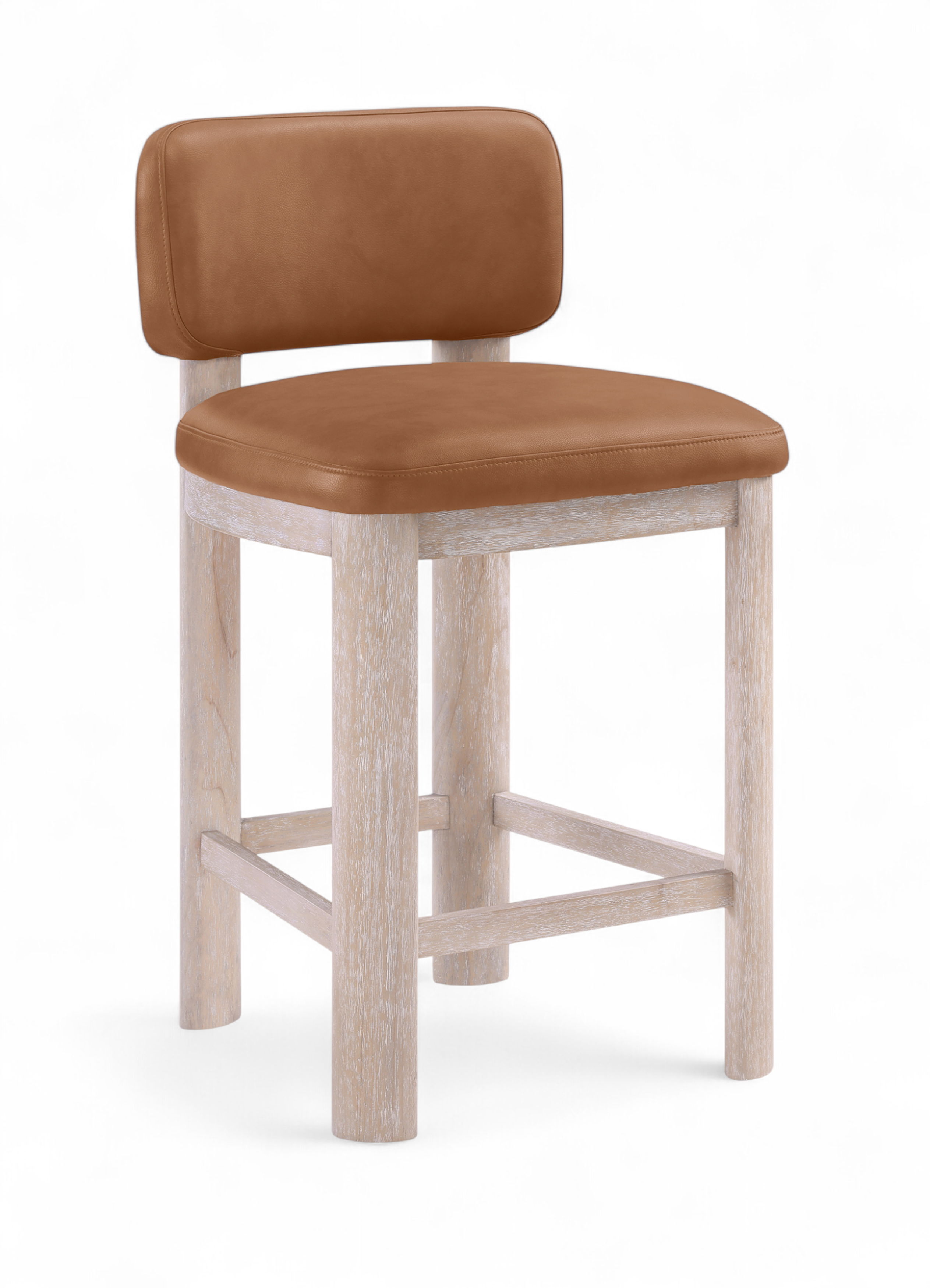 Paloma - Vegan Leather Upholstered Counter Stool (Set of 2) - Cognac / Rich Natural