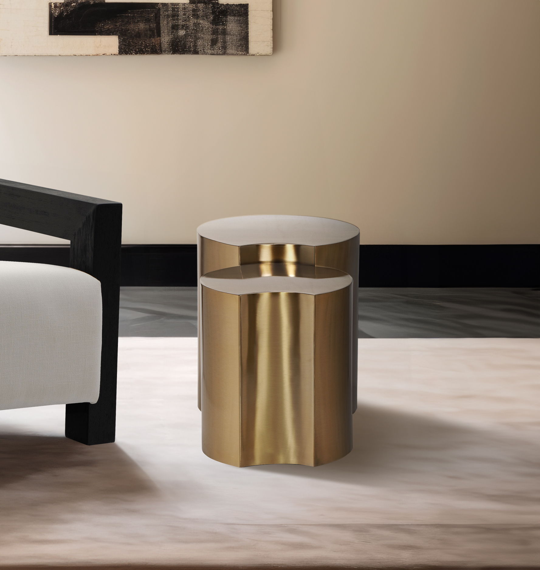 Dimple - 2 Piece Modular End Table - Brushed Gold