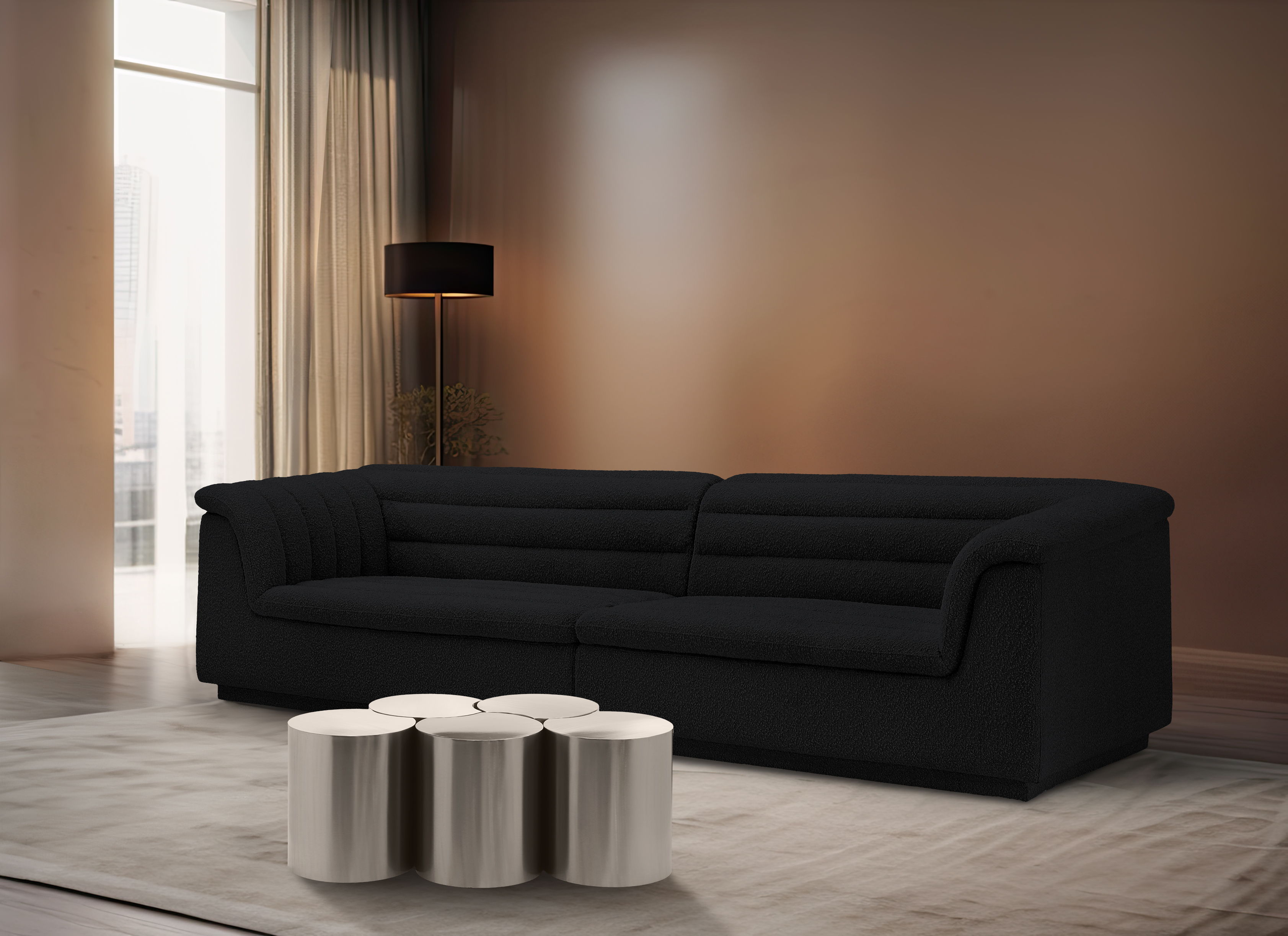 Dimple - 16" 5 Piece Modular Coffee Table - Silver