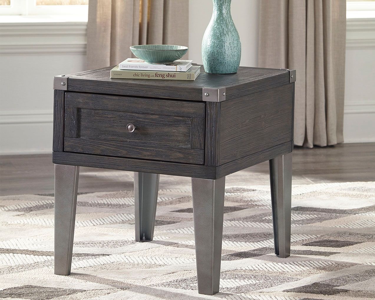Ashley Furniture Todoe - Rectangular End Table - Dark Gray - Image 2