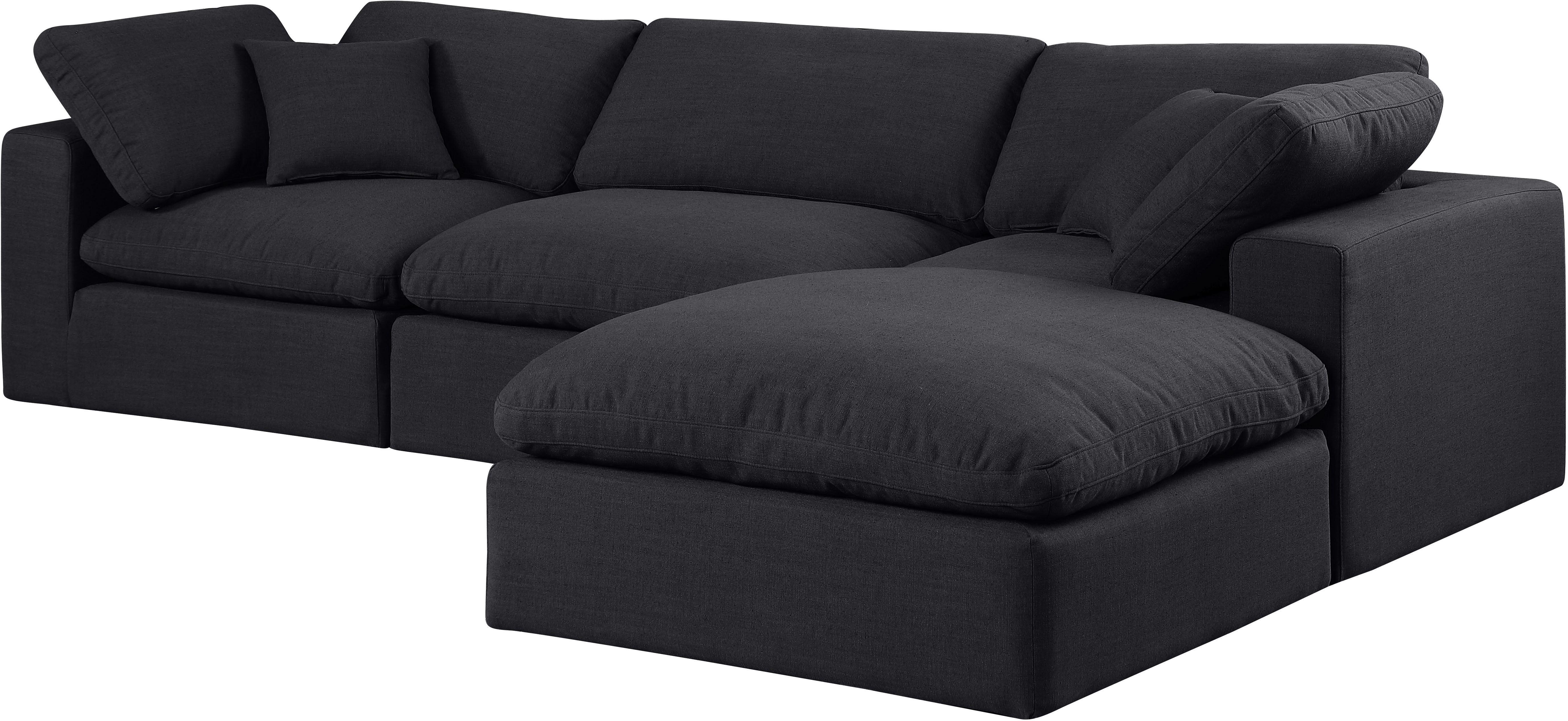 Comfy - 4 Piece Linen Fabric Modular Sectional With Chaise - Charcoal
