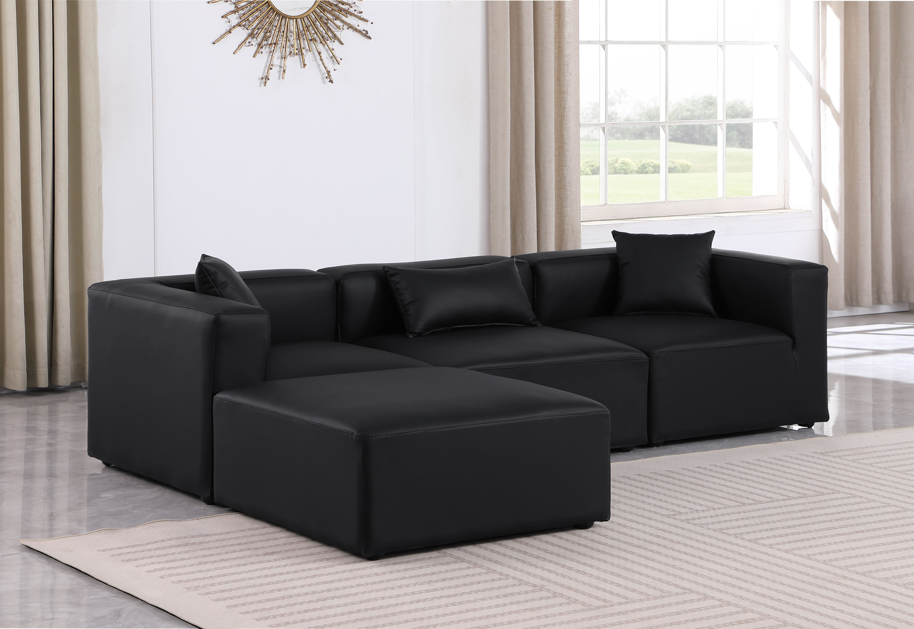 Cube - 4 Piece Modular Sectional With Chaise - Black