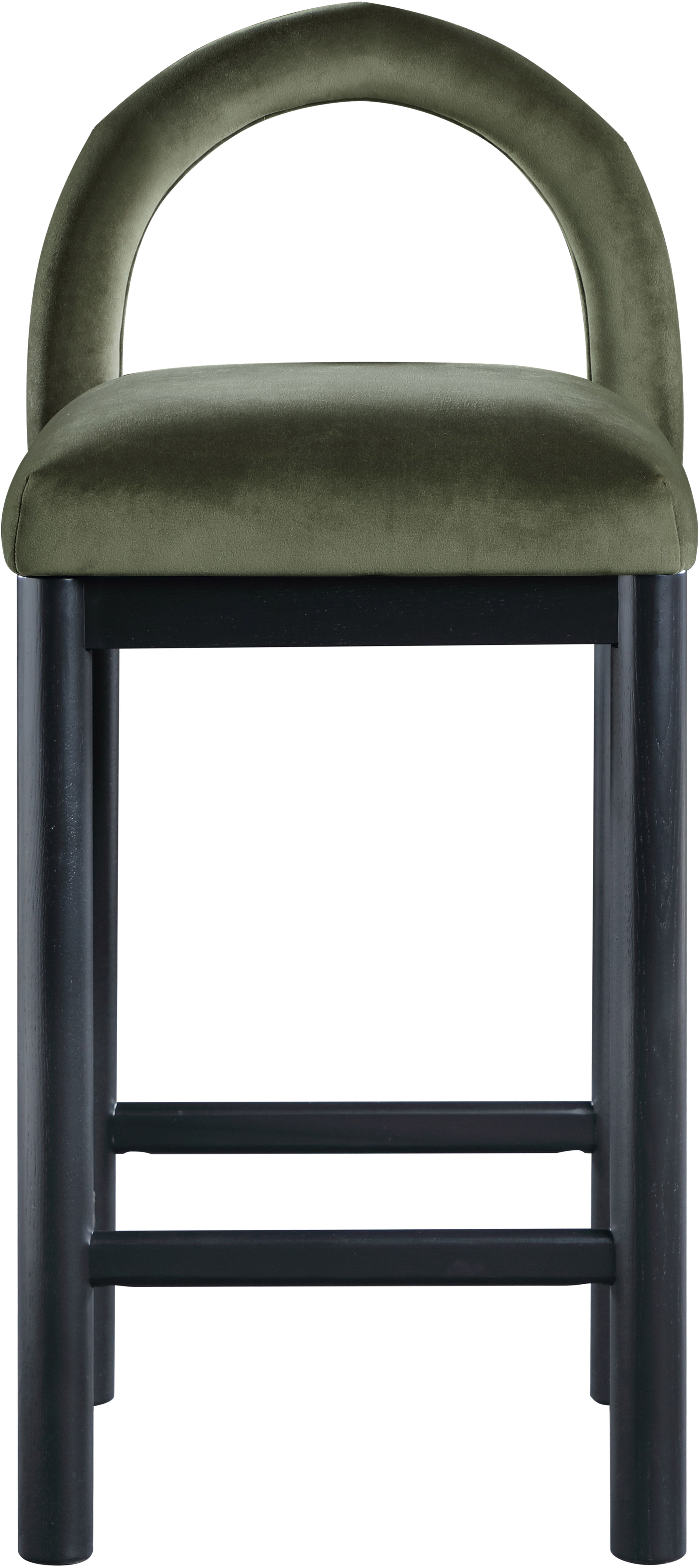 Conrad - Velvet Counter Stool With Black Legs - Green