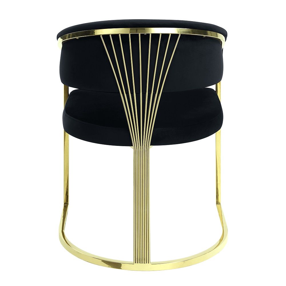 Fallon - Side Chair - Black Velvet & Mirrored Gold, black, view 3