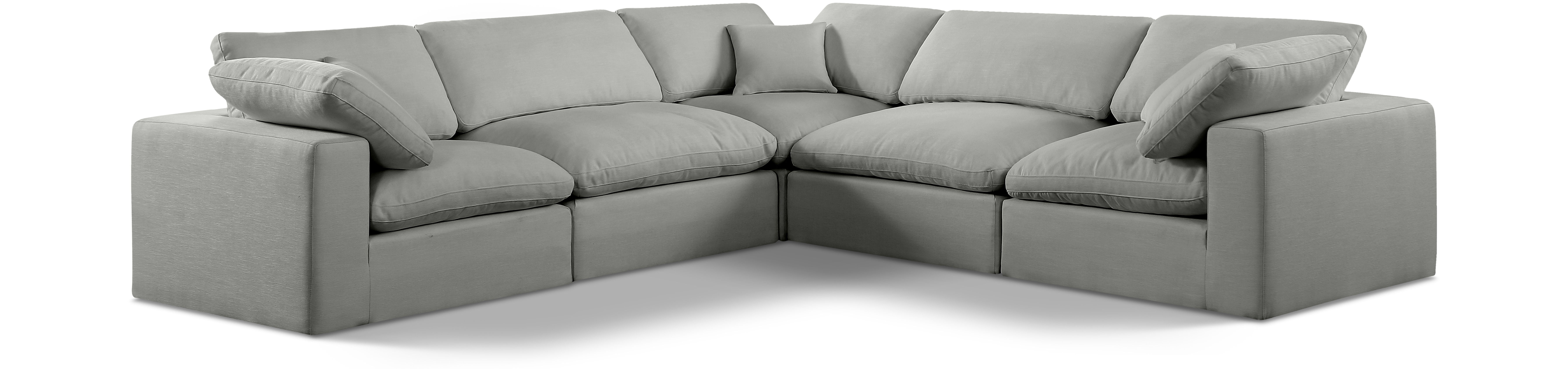 Comfy - 5 Piece Linen Modular Corner Sectional - Gray