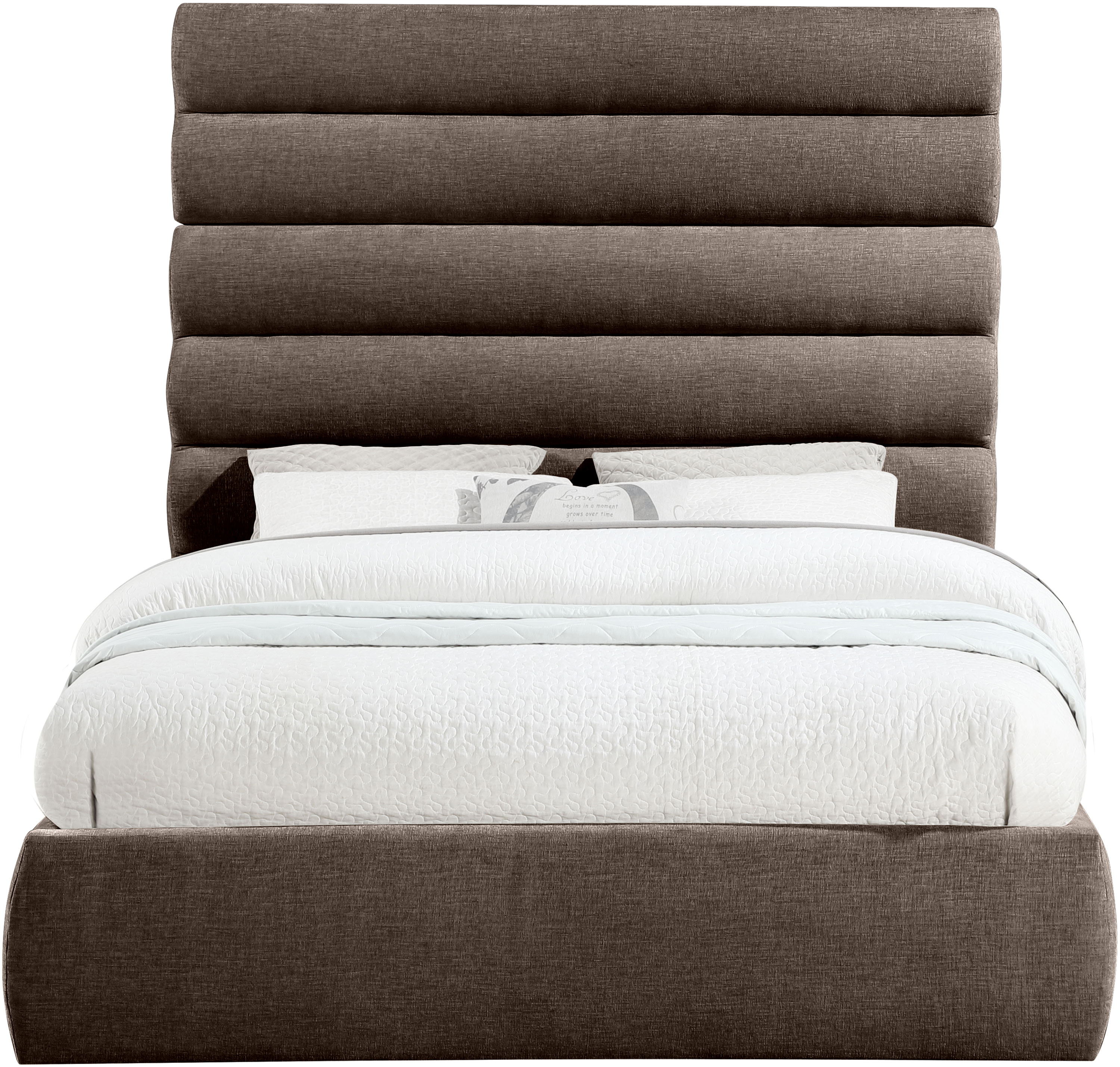 Adam - Chenille Fabric Queen Bed With 70.5" Headboard - Brown