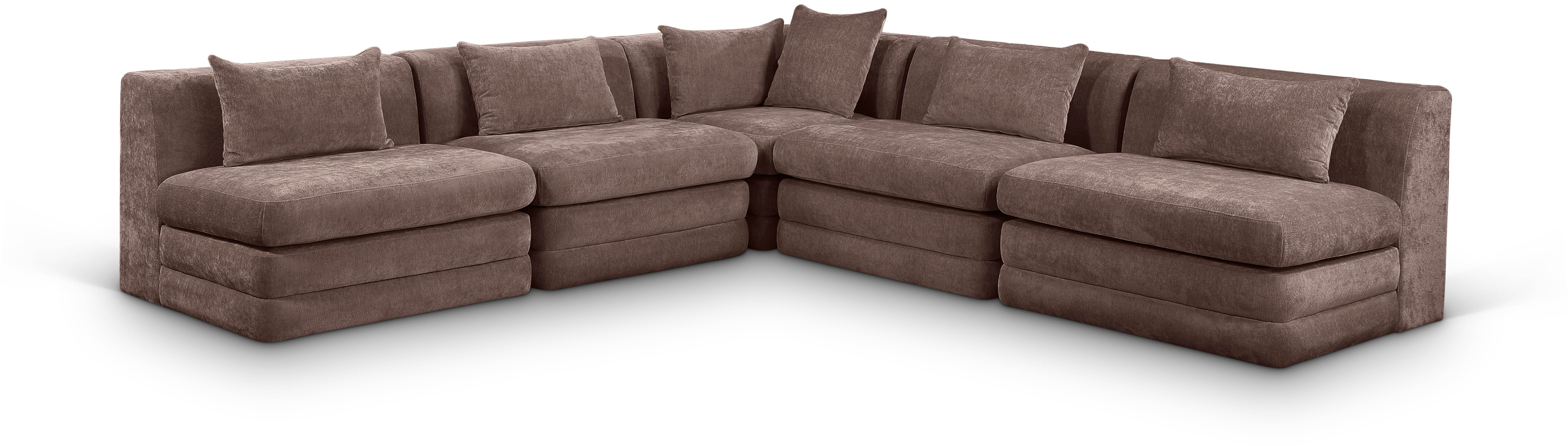 5 Pc · Chenille Fabric 114" Upholstered Modular Sectional