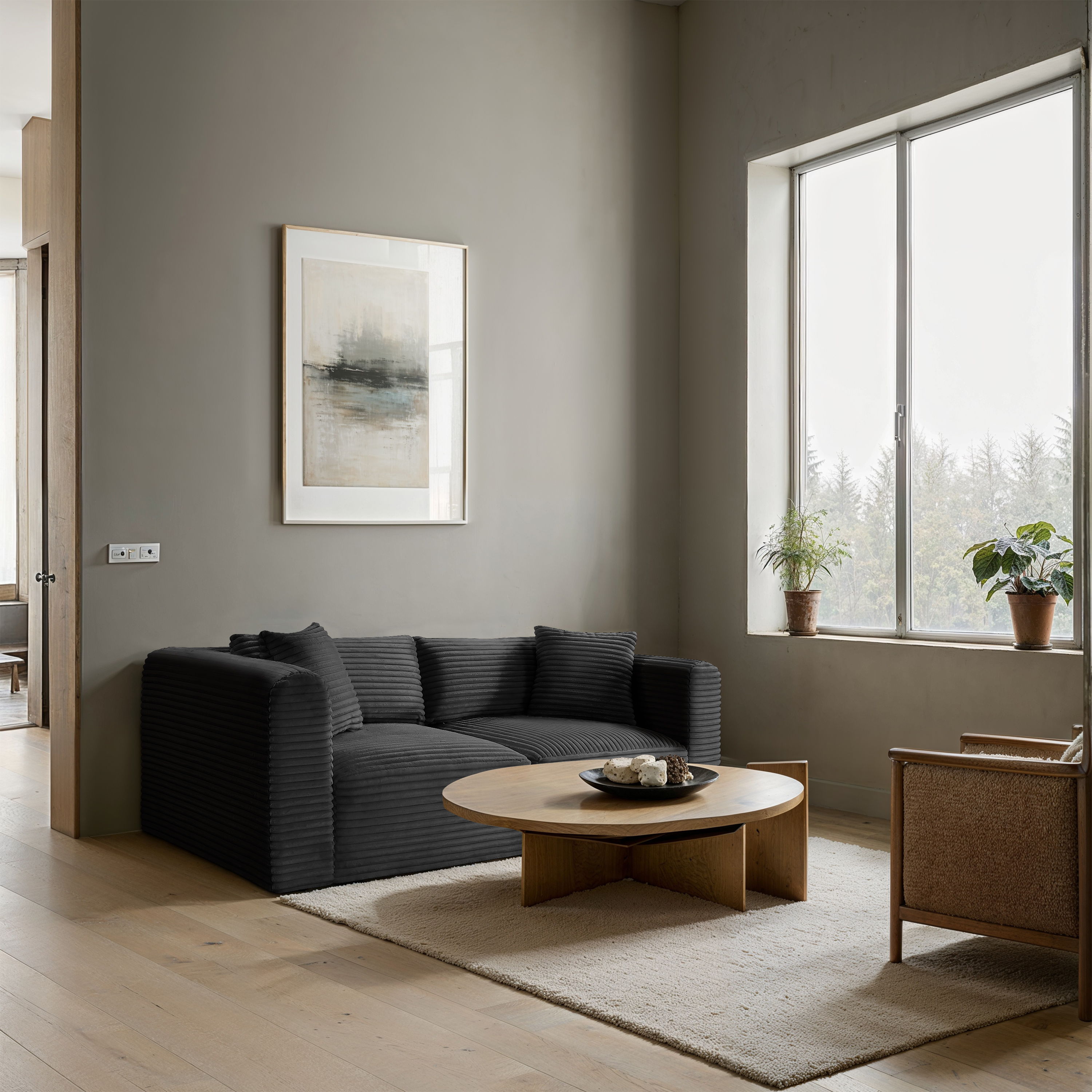 Shaggy - 2 Piece Modular Sofa - Black