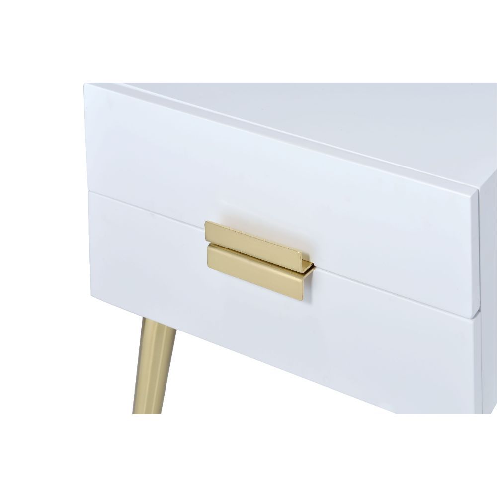 Denvor - End Table - White & Gold, white, view 3