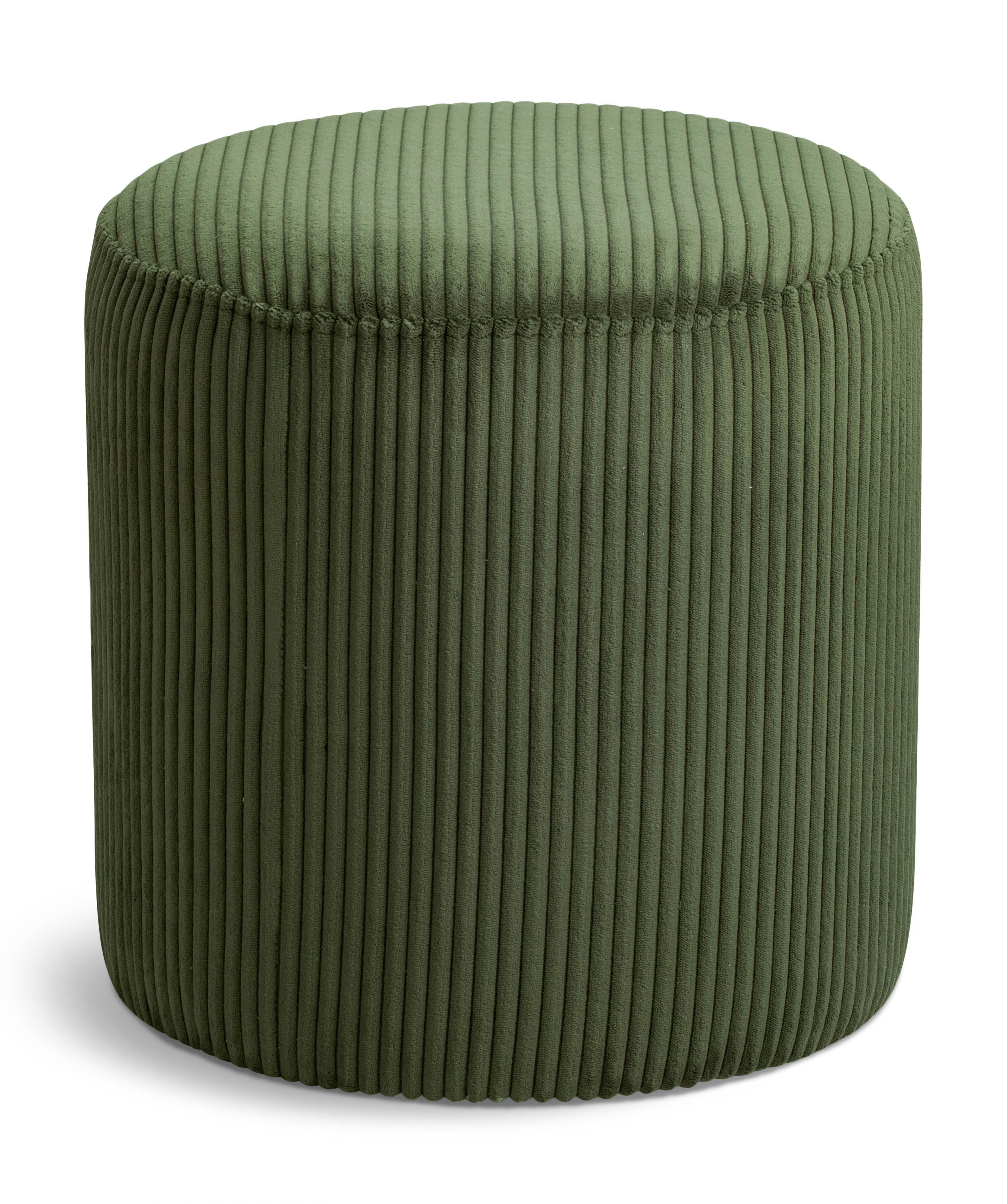 Roy - Round Microsuede Ottoman / Stool - Green
