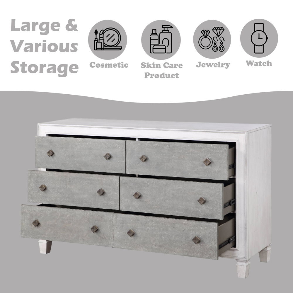 Katia - Dresser - Rustic Gray & Weathered White, white, view 5