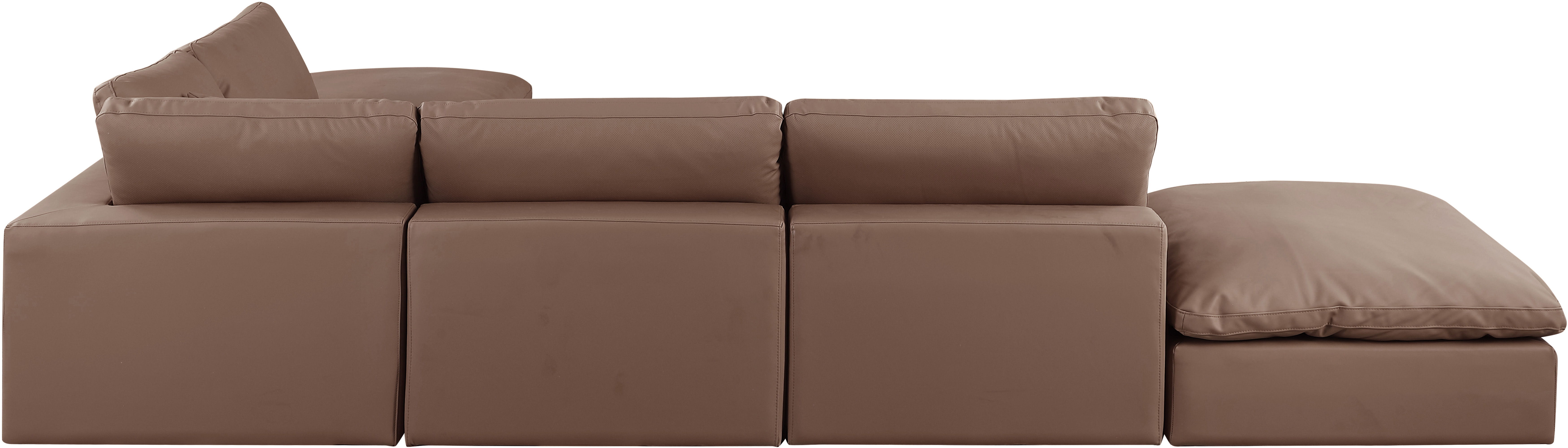 Comfy - 6 Piece Faux Leather Modular Sectional - Brown