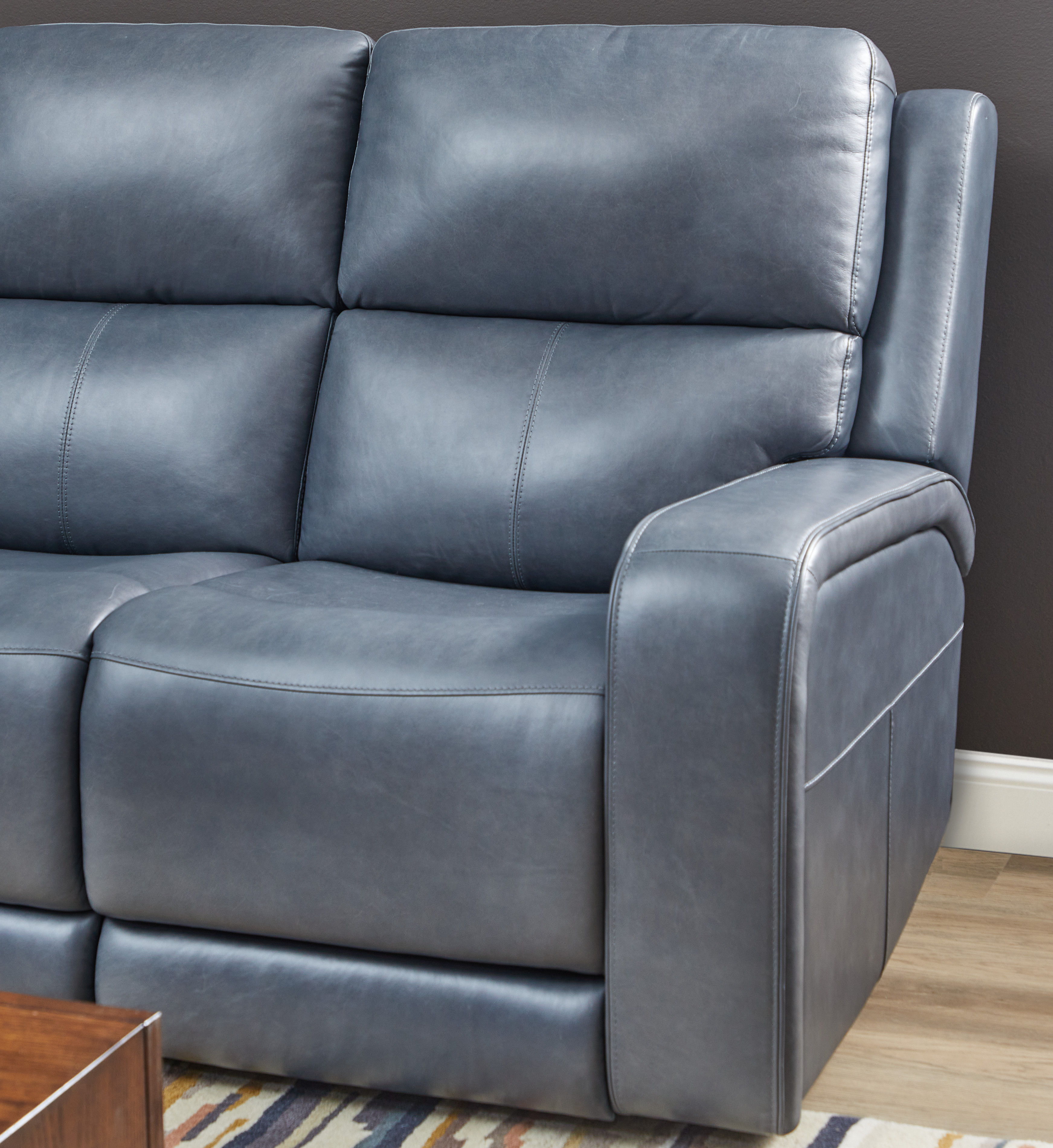 Oasis - Power Reclining Sofa With Power Headrests, Lumbar, Heat & Massage - Storm, blue, view 8