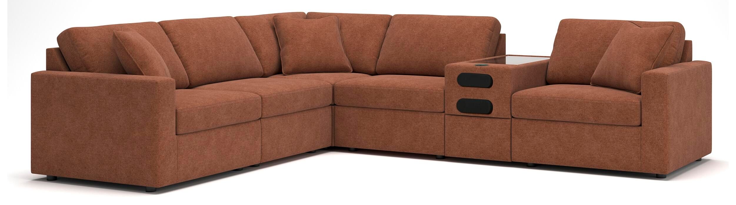 Modmax – 6-Piece Sectional With Audio System Console – Spice