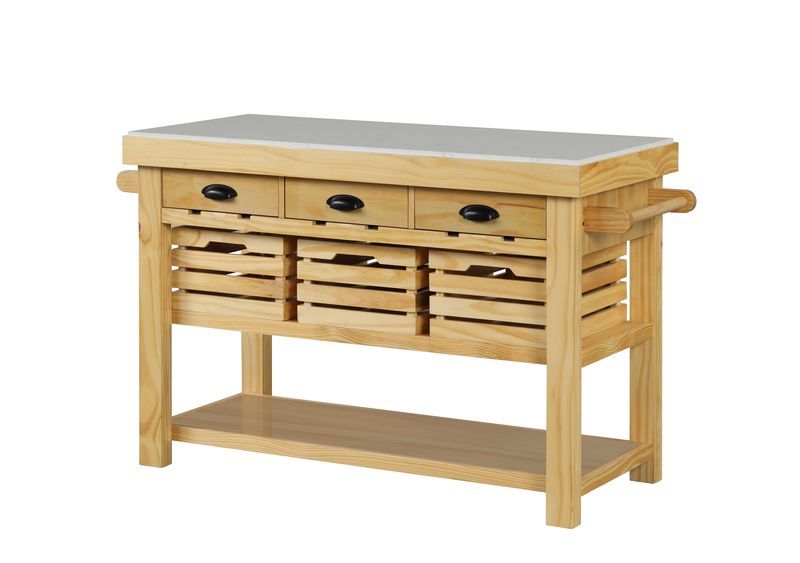 Grovaam - Kitchen Island - Marble Top & Natural, beige, view 2