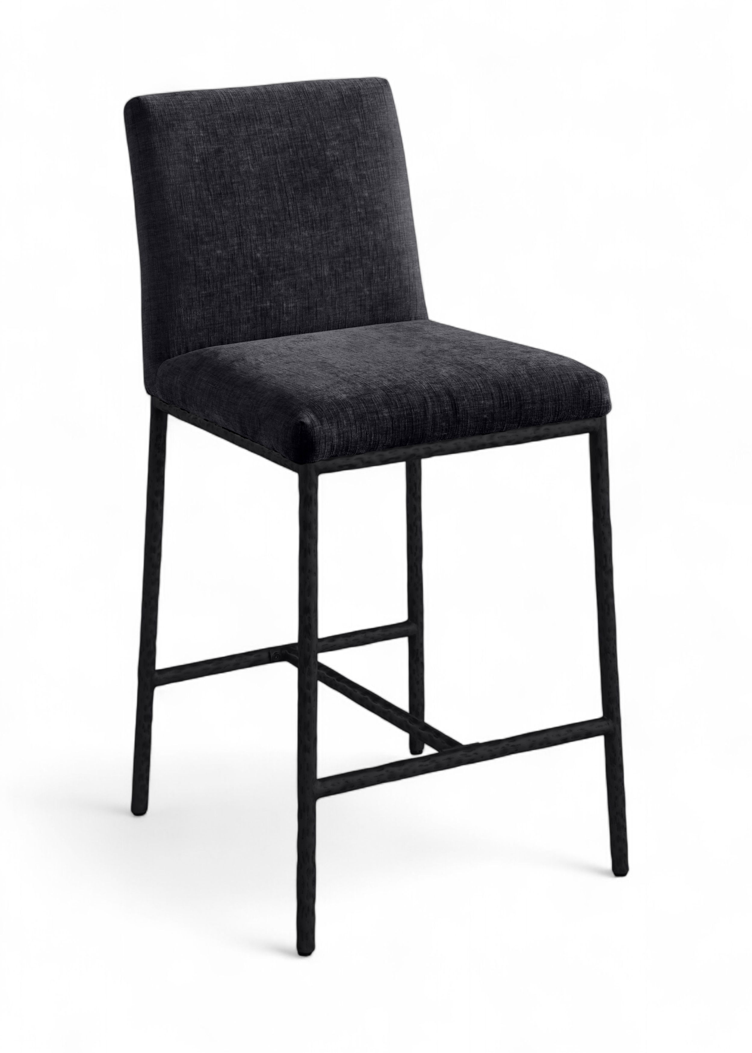 Reeves - Chenille Fabric Upholstered Counter Stool (Set of 2) - Black