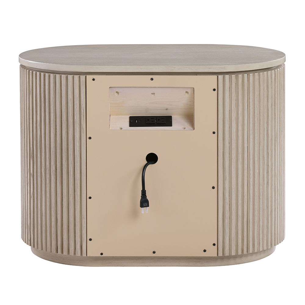 Leanna - Nightstand With USB Port - Light Oak, light brown, view 5