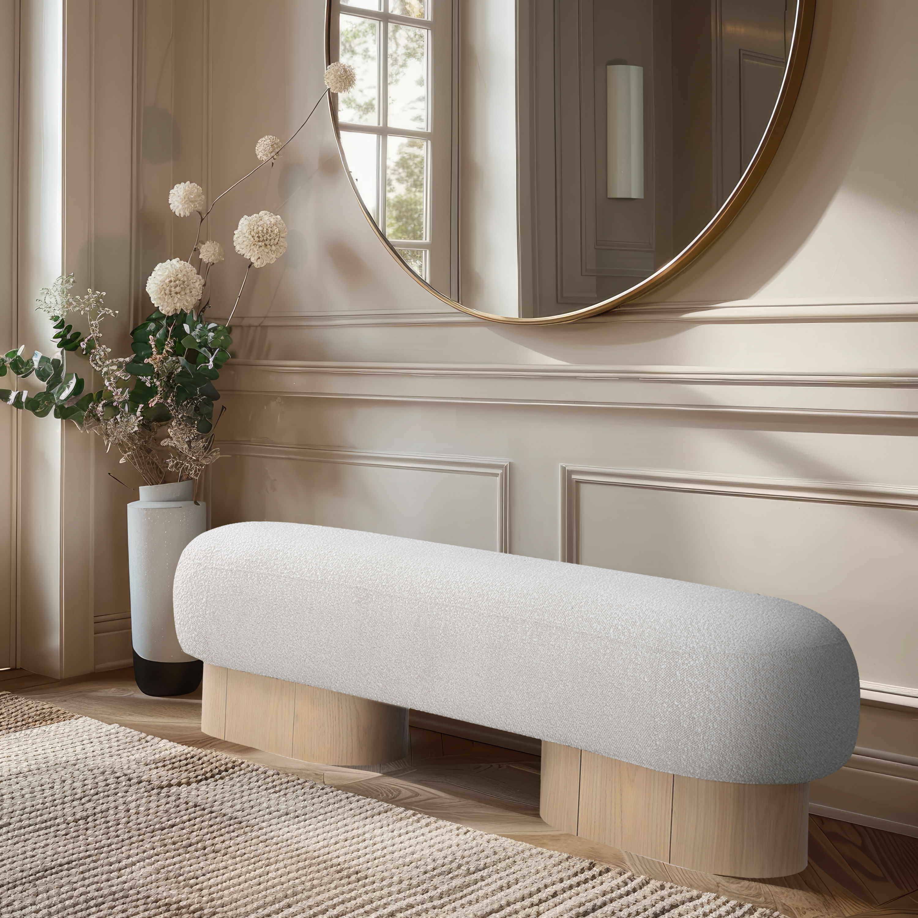 Robertson - Bench With Natural Base - Cream