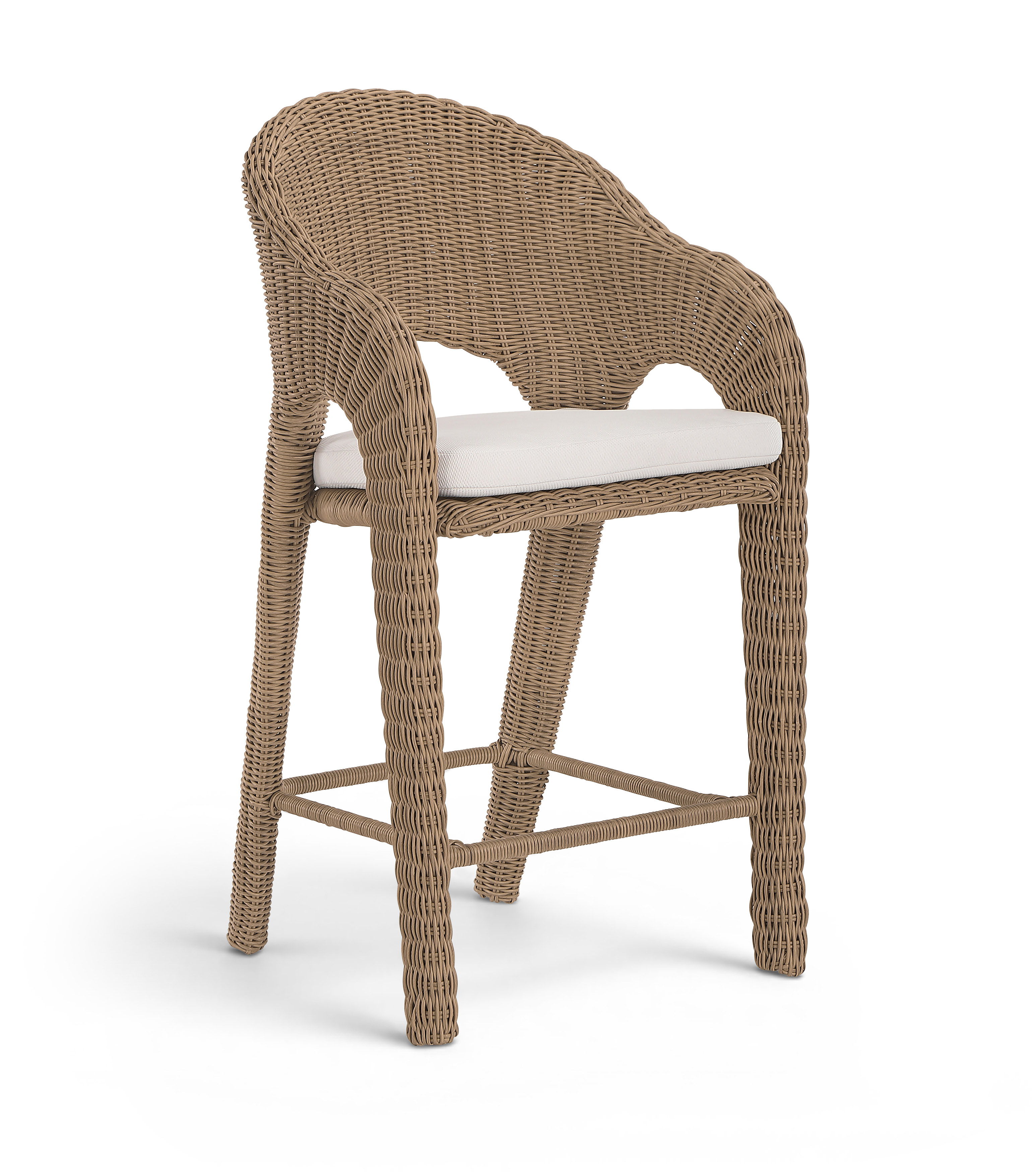 Seacrest - Olefin Water Resistant Fabric And Wicker Outdoor Patio Bar Stool - Natural