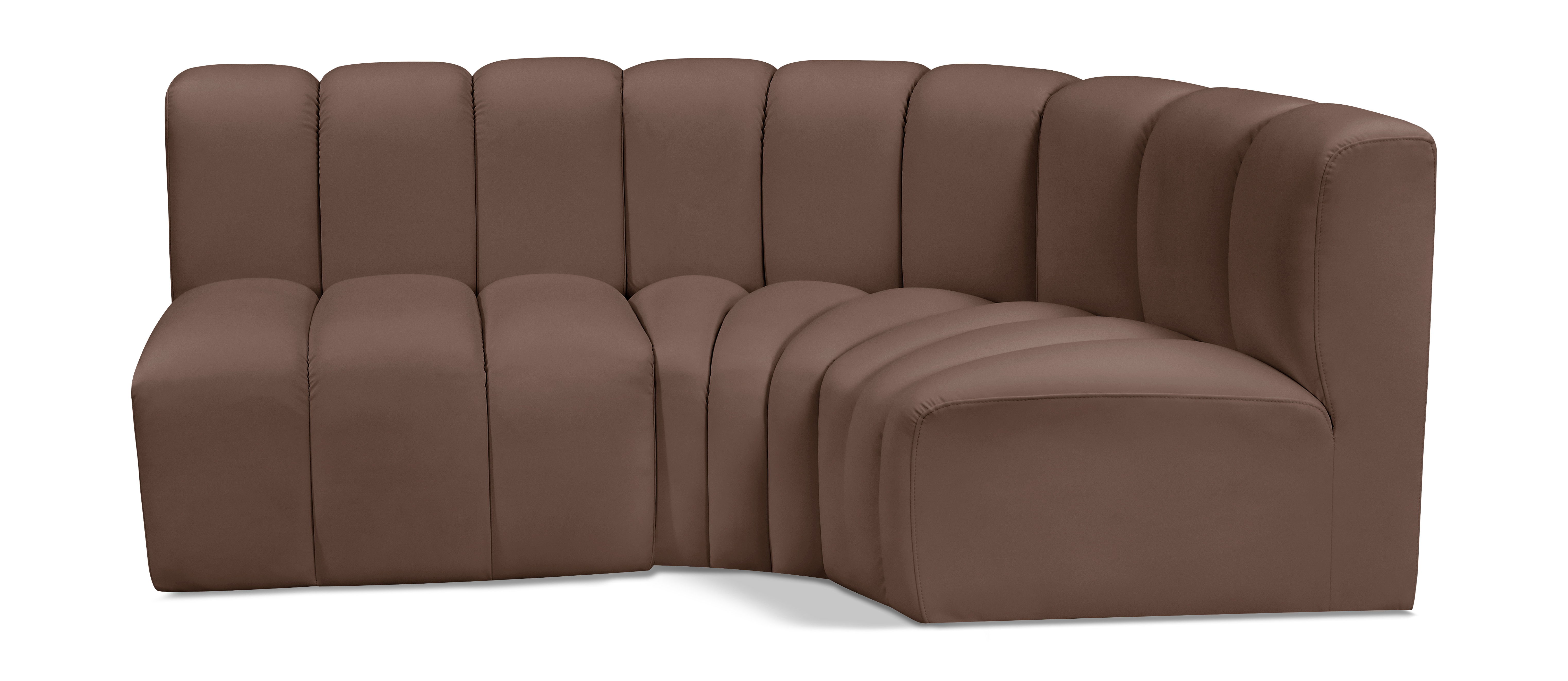 Arc - Faux Leather 3 Piece Sofa - Brown