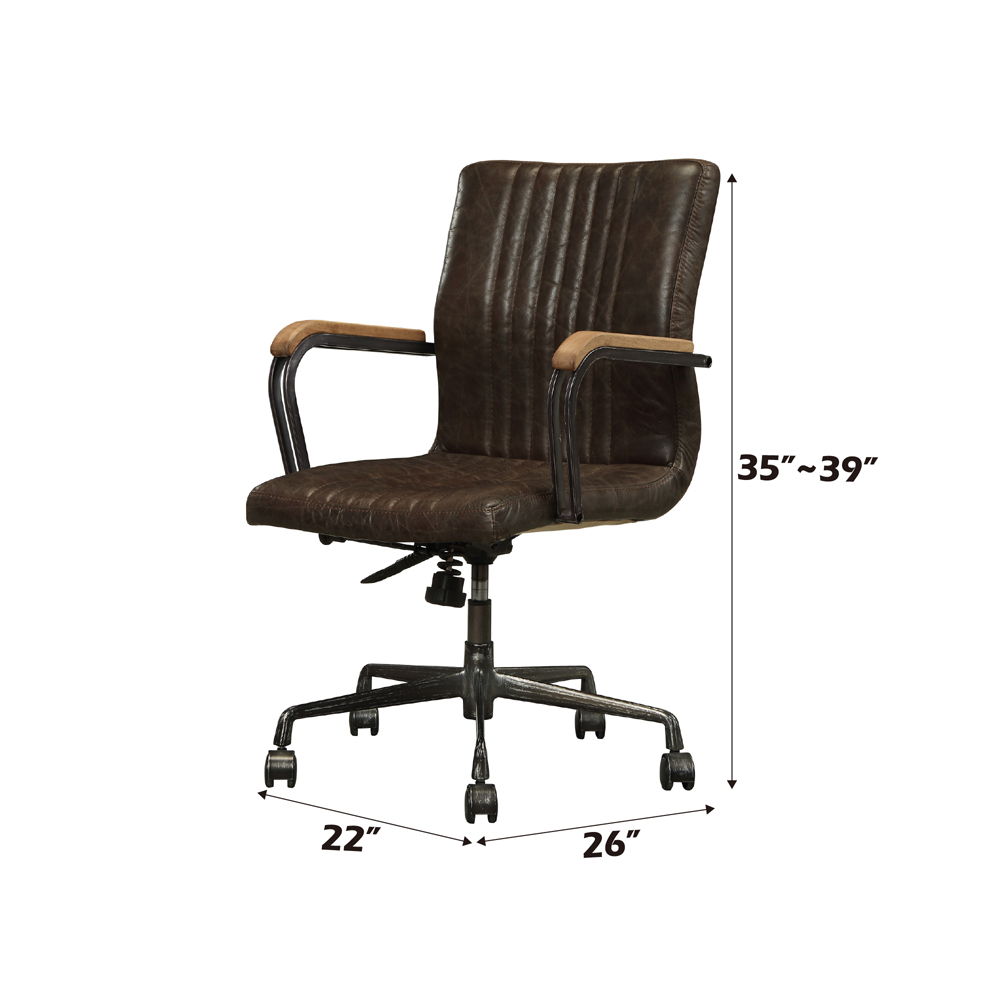 Joslin - Office Chair - Distress Chocolate Top Grain Leather, dark brown, view 4