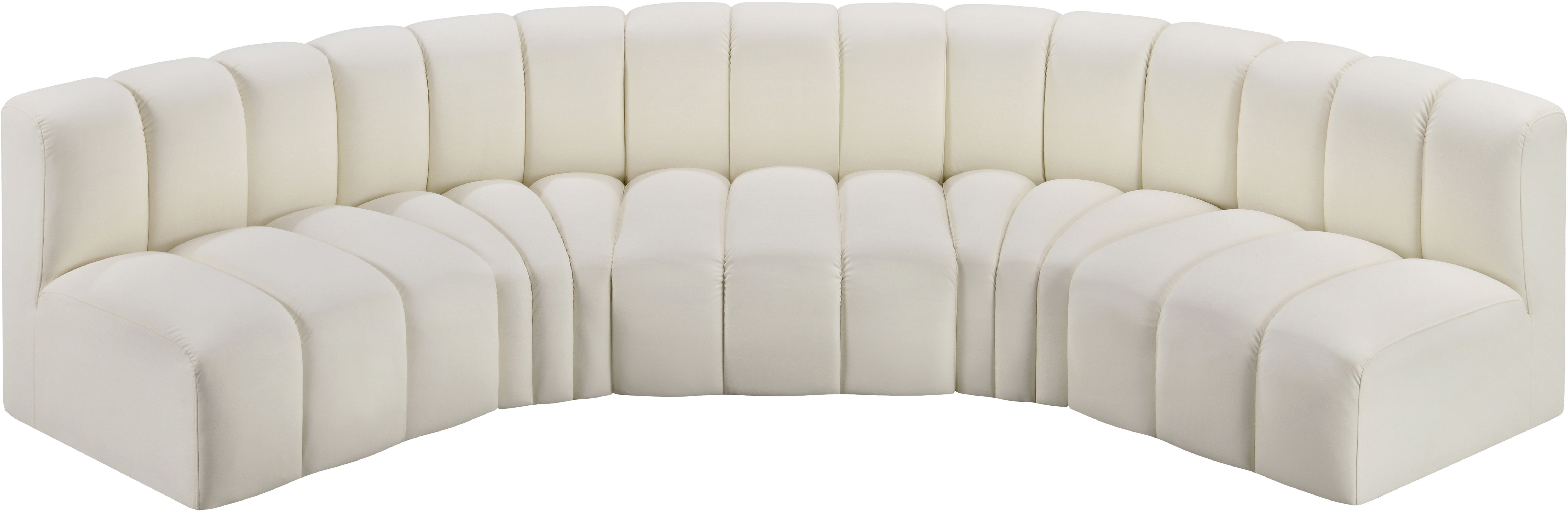 Arc - Faux Leather 5 Piece U-Shaped Modular Sofa - Cream