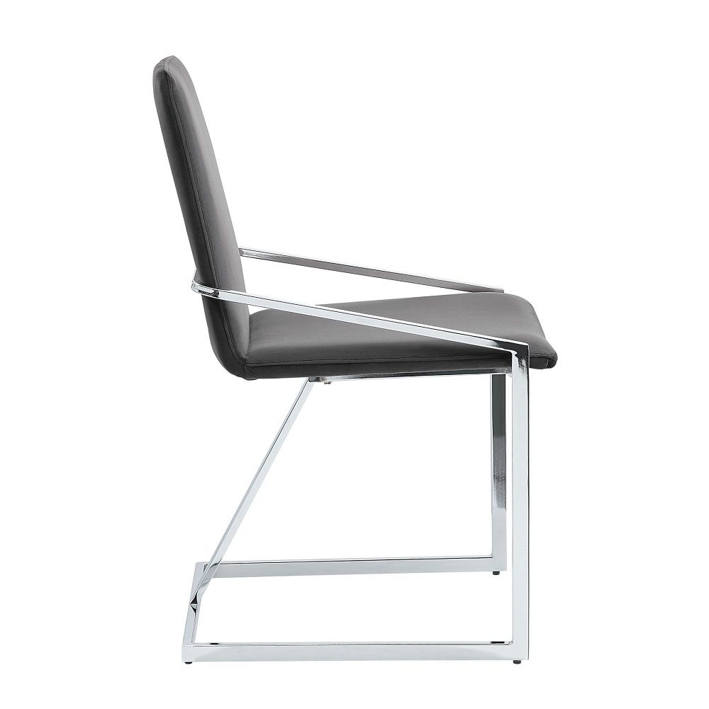 Zlatan - Side Chair (Set of 2) - Gray Velvet & Chrome, dark gray, view 2
