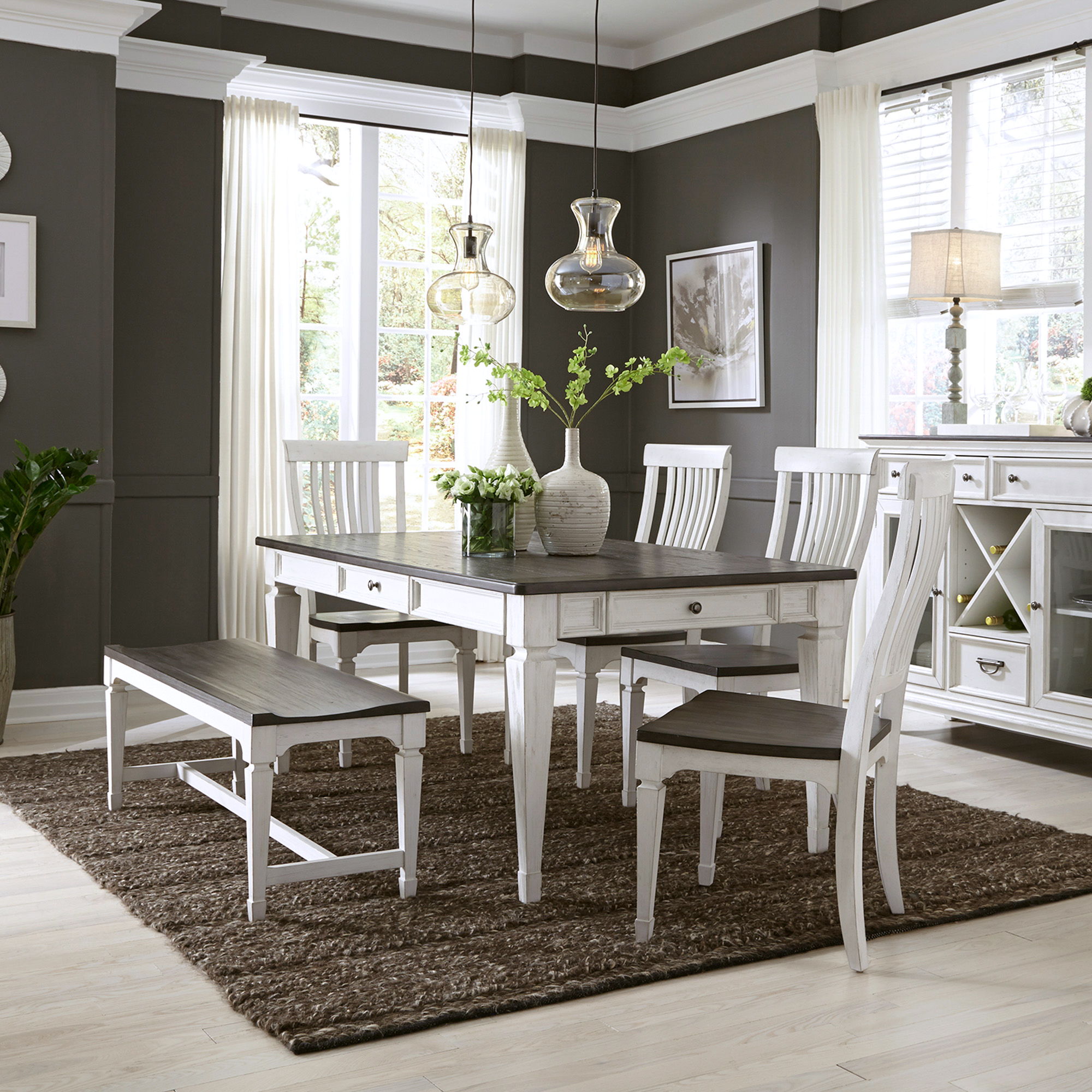 Liberty Furniture Allyson Park - 6 Piece Rectangular Table Set - White