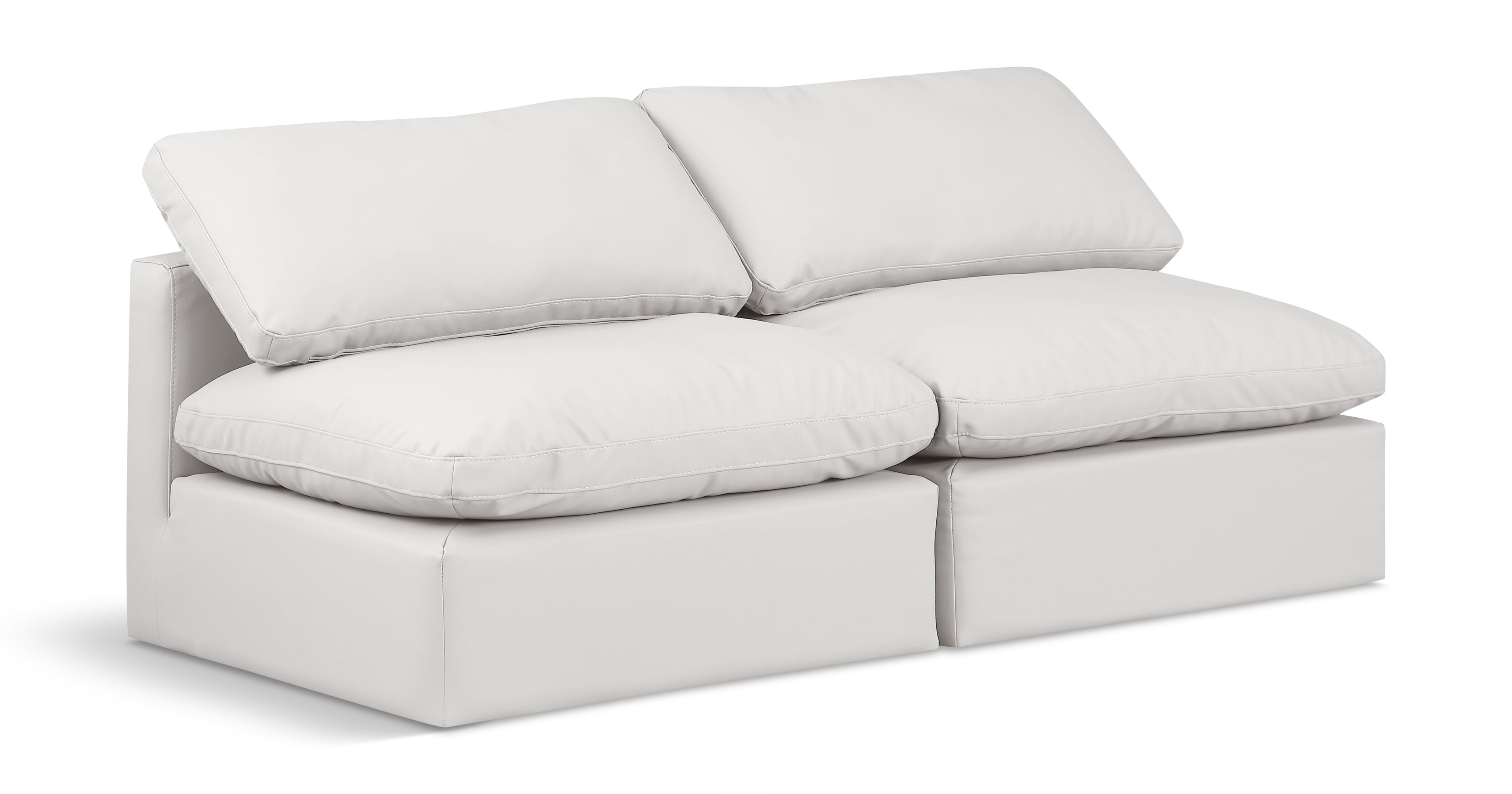 Indulge - Faux Leather 2 Seat Modular Armless Sofa - Cream