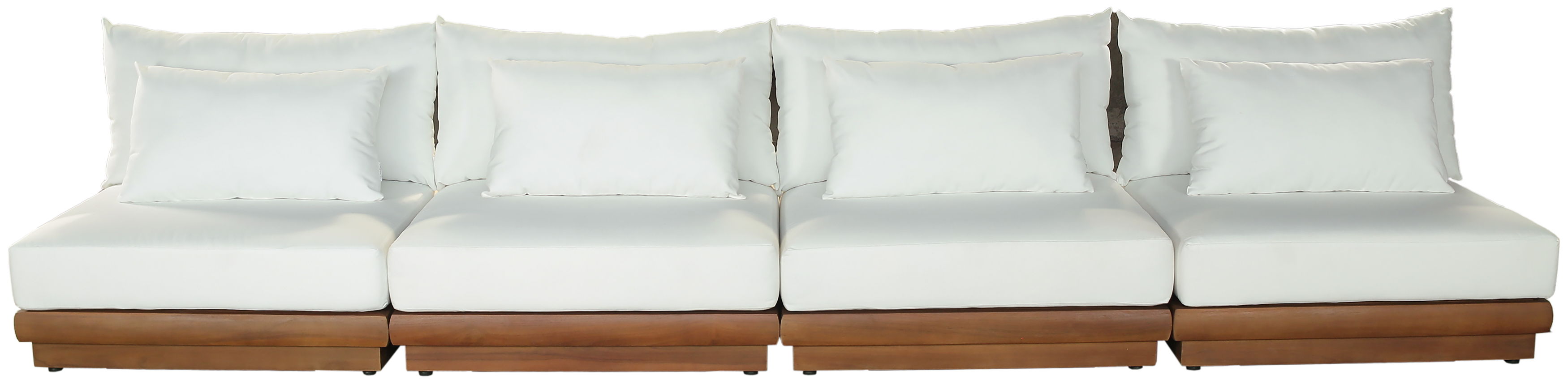 Mirella - 4 Piece Water Resistant Fabric 148" Outdoor Patio Modular Sofa - Off-White