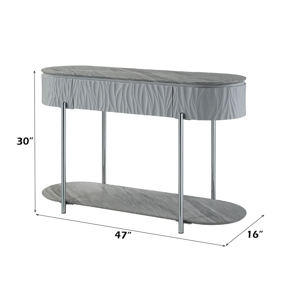 Yukino - Sofa Table - Gray High Gloss & Chrome, gray, view 6