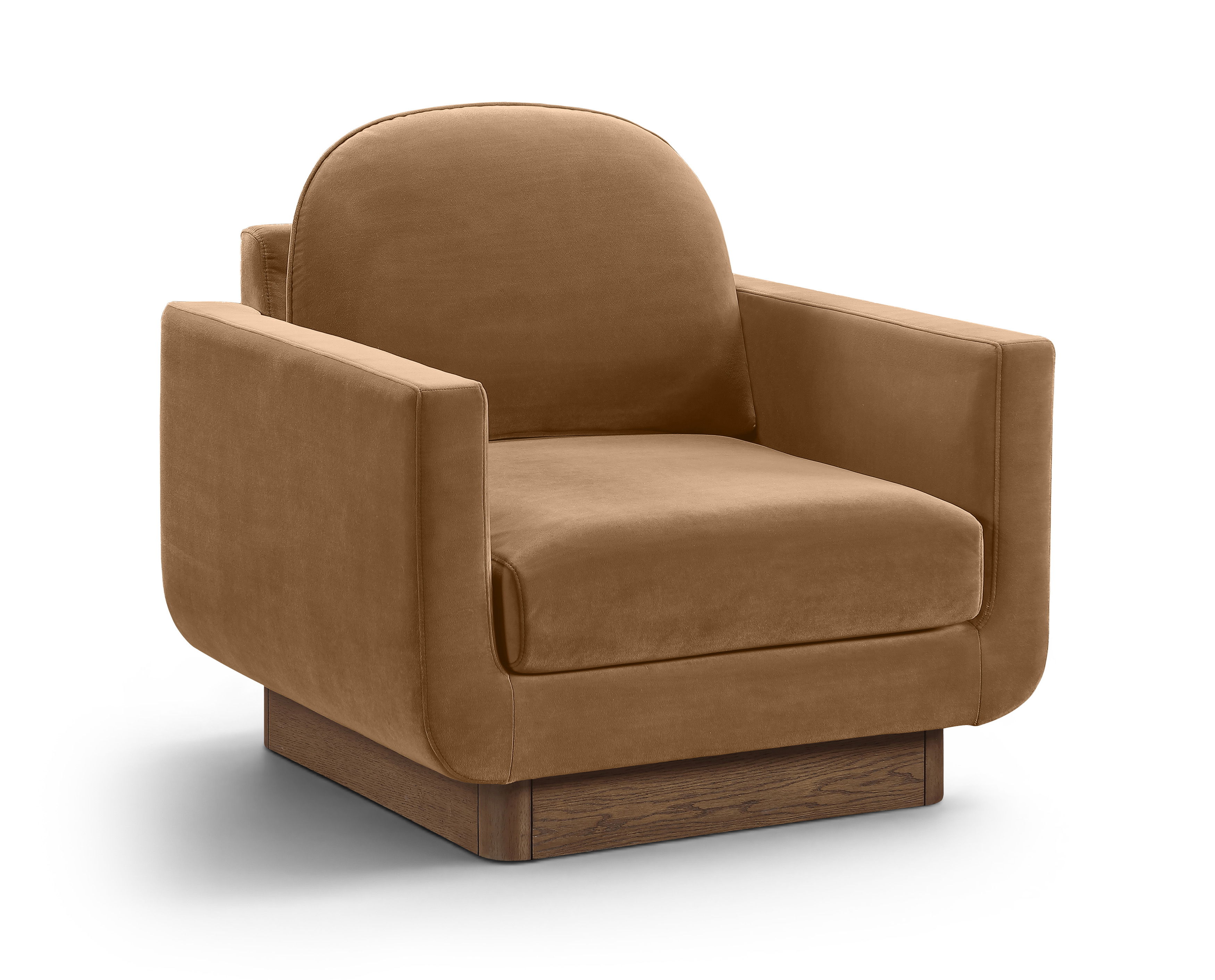 Diviento - Velvet Performance Fabric Upholstered Accent Chair - Saddle