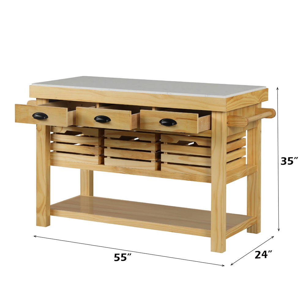 Grovaam - Kitchen Island - Marble Top & Natural, beige, view 5