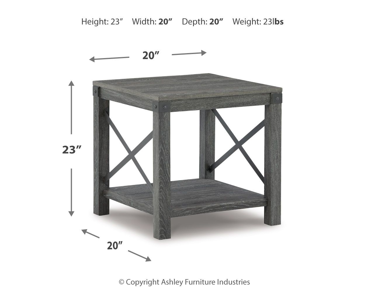 Ashley Furniture Freedan - Square End Table - Grayish Brown - Image 6