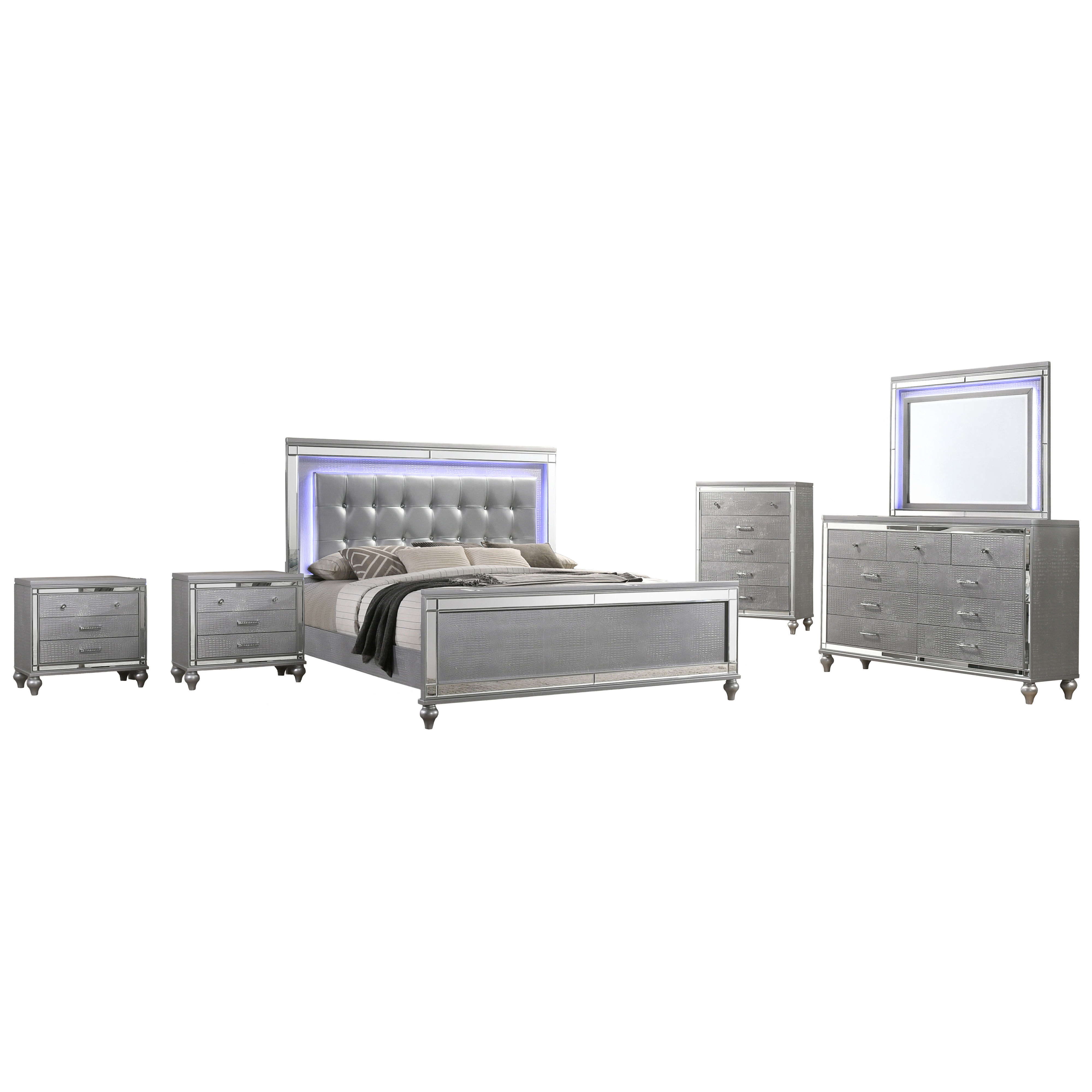 Eastern King · 6 Pc · Bed & Dresser & Mirror & Chest & 2 Nightstands