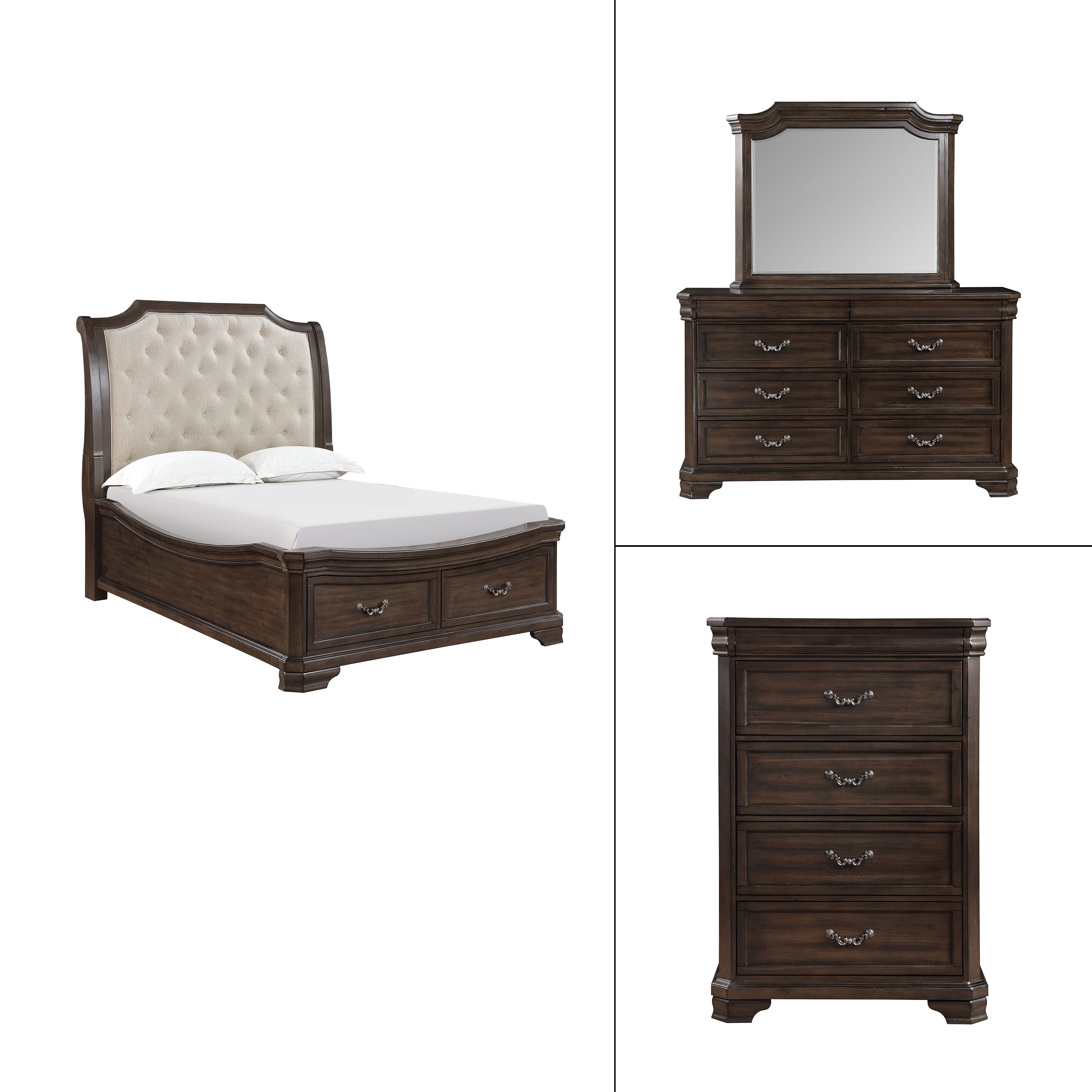 Queen · 4 Pc · Bed, Dresser, Mirror, Chest