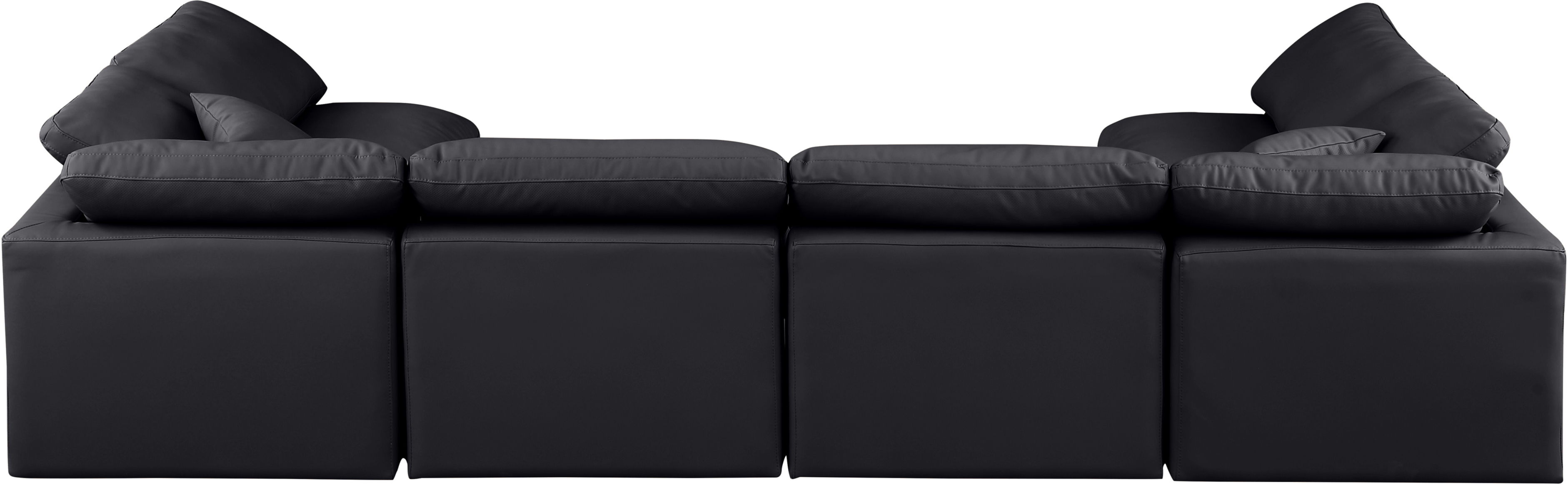 Indulge - Faux Leather 6 Piece Modular U-Shaped Sectional - Black