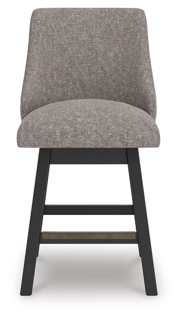 Ashley Furniture Neymorton - Upholstered Swivel Barstool (Set of 2) - Dark Grayish Brown - Image 4