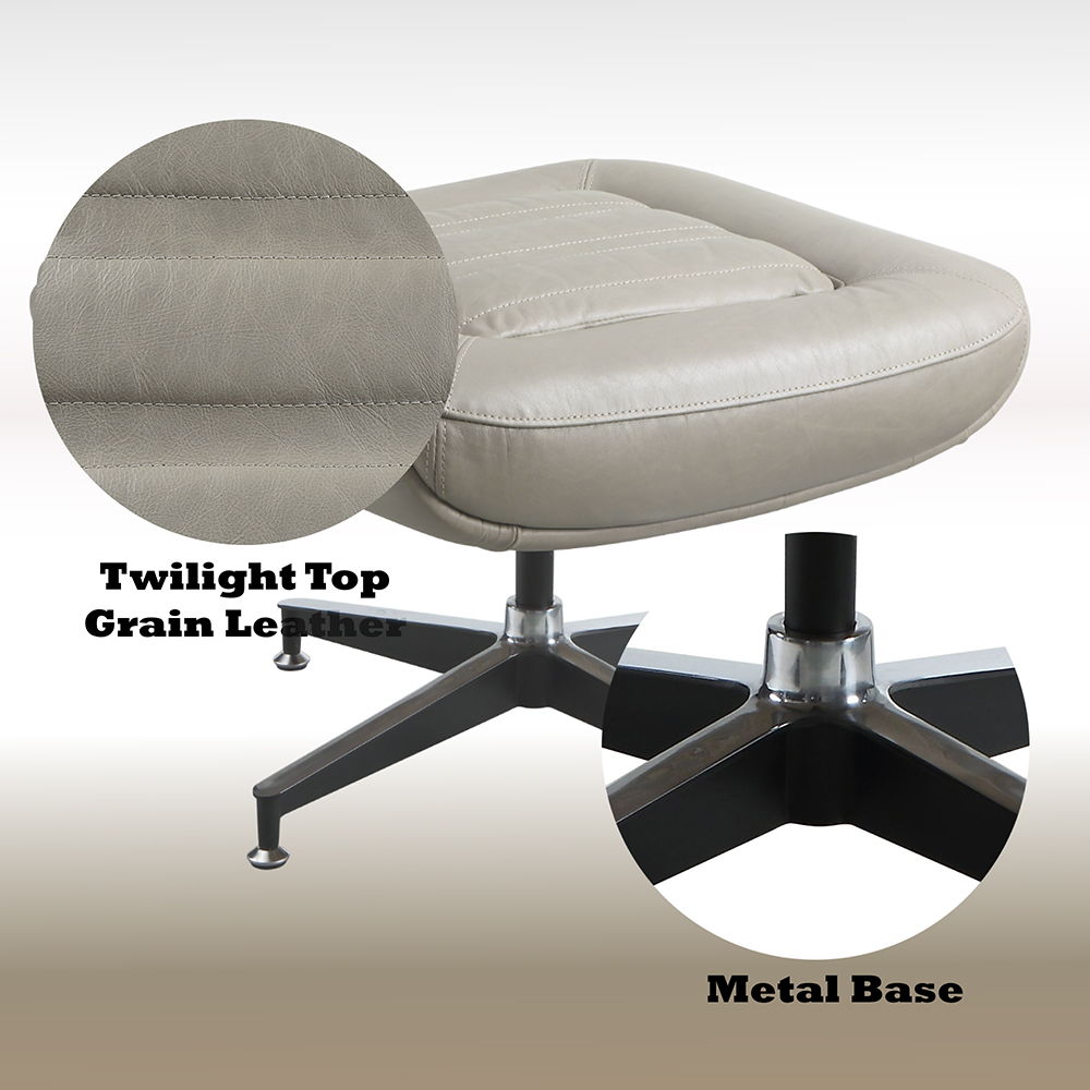 Piran - Ottoman - Twilight Top Grain Leather, gray, view 5