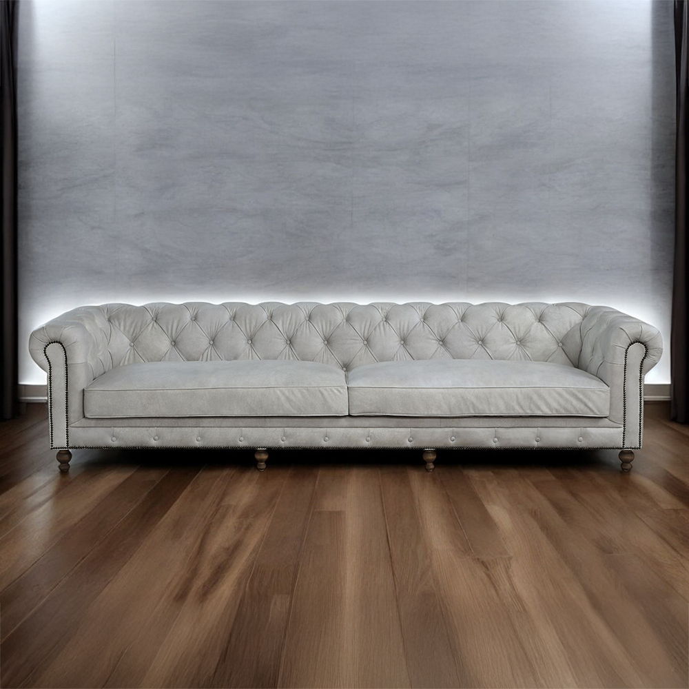 Ofer - Sofa - Vintage White Top Grain Leather, gray