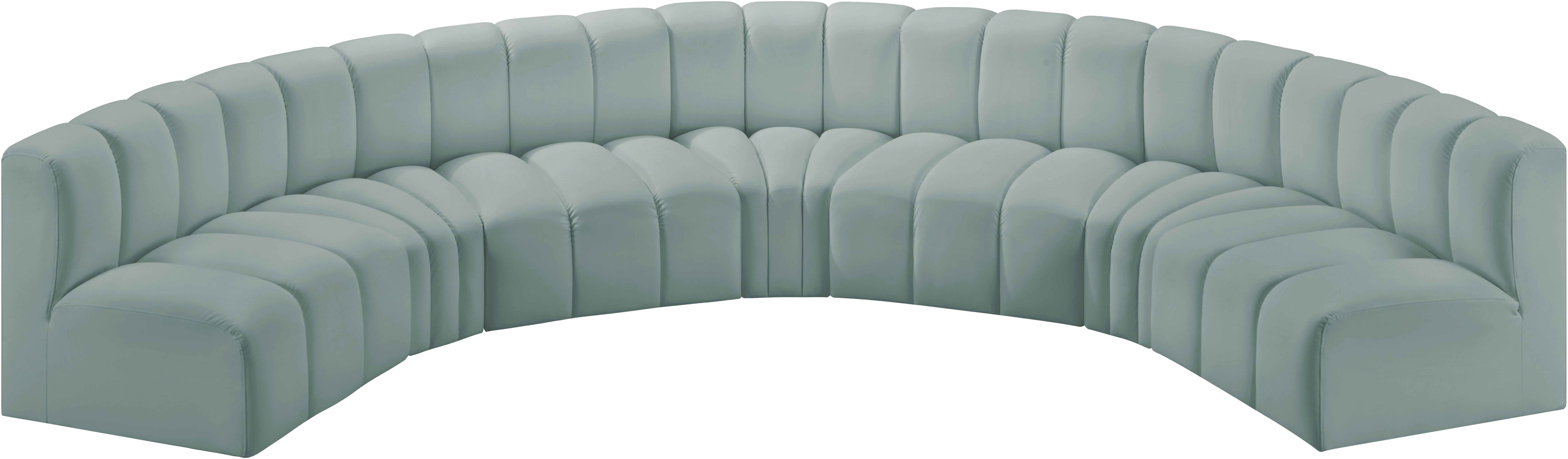 Arc - Faux Leather 7 Piece U-Shaped Modular Sofa - Mint Green