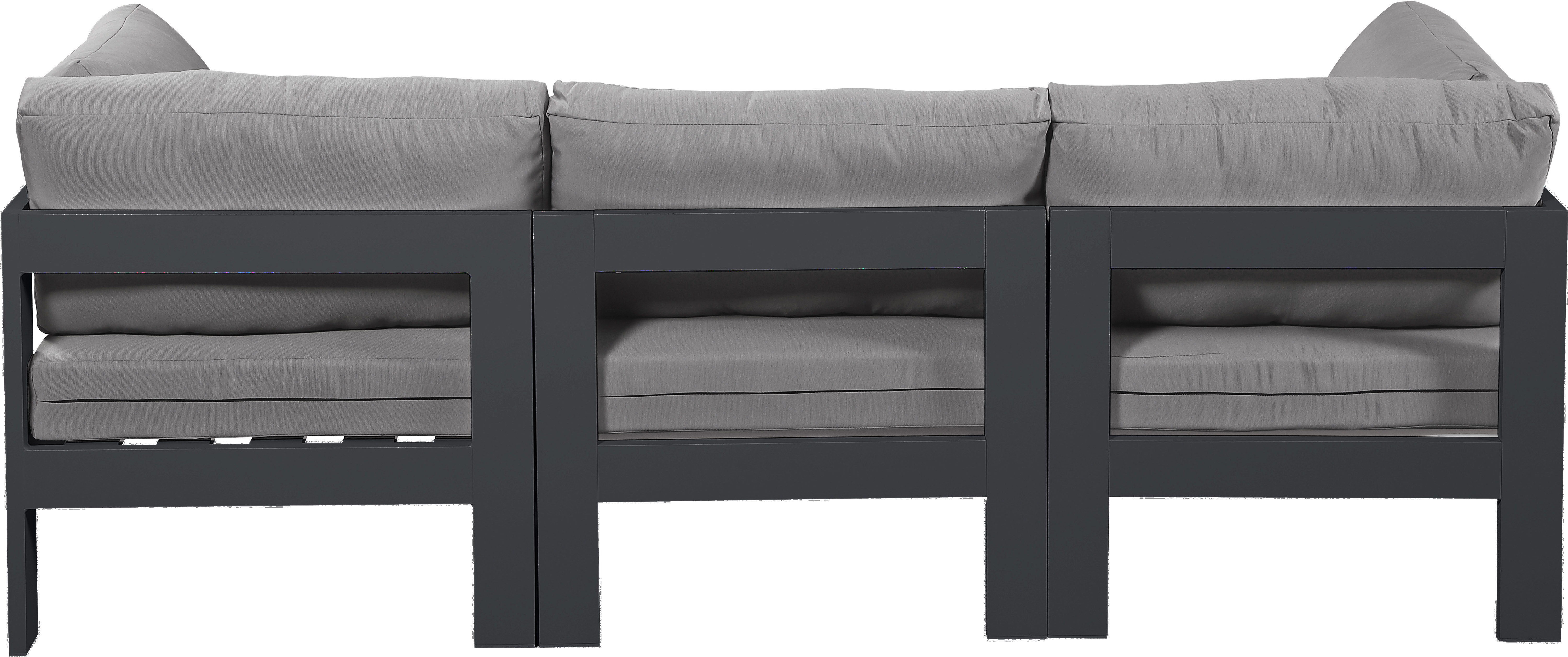 Nizuc - Outdoor Patio 3 Piece Modular Sofa With Gray Frame - Gray